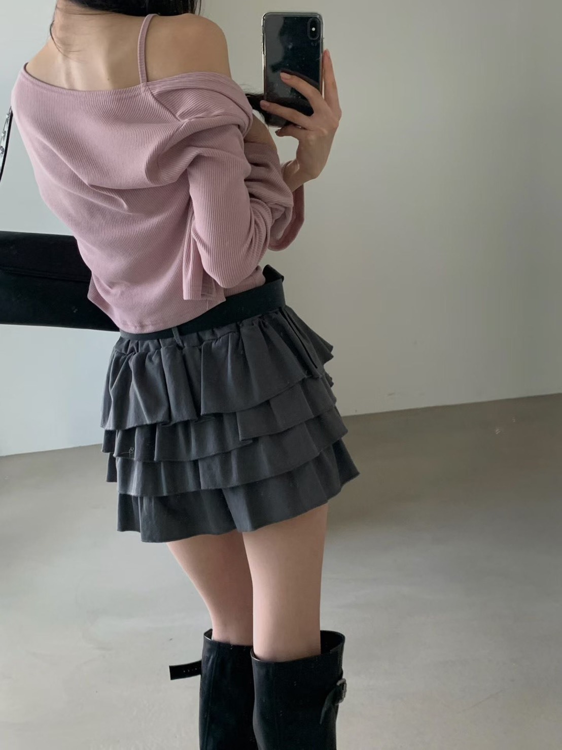 附腰帶蛋糕短褲裙