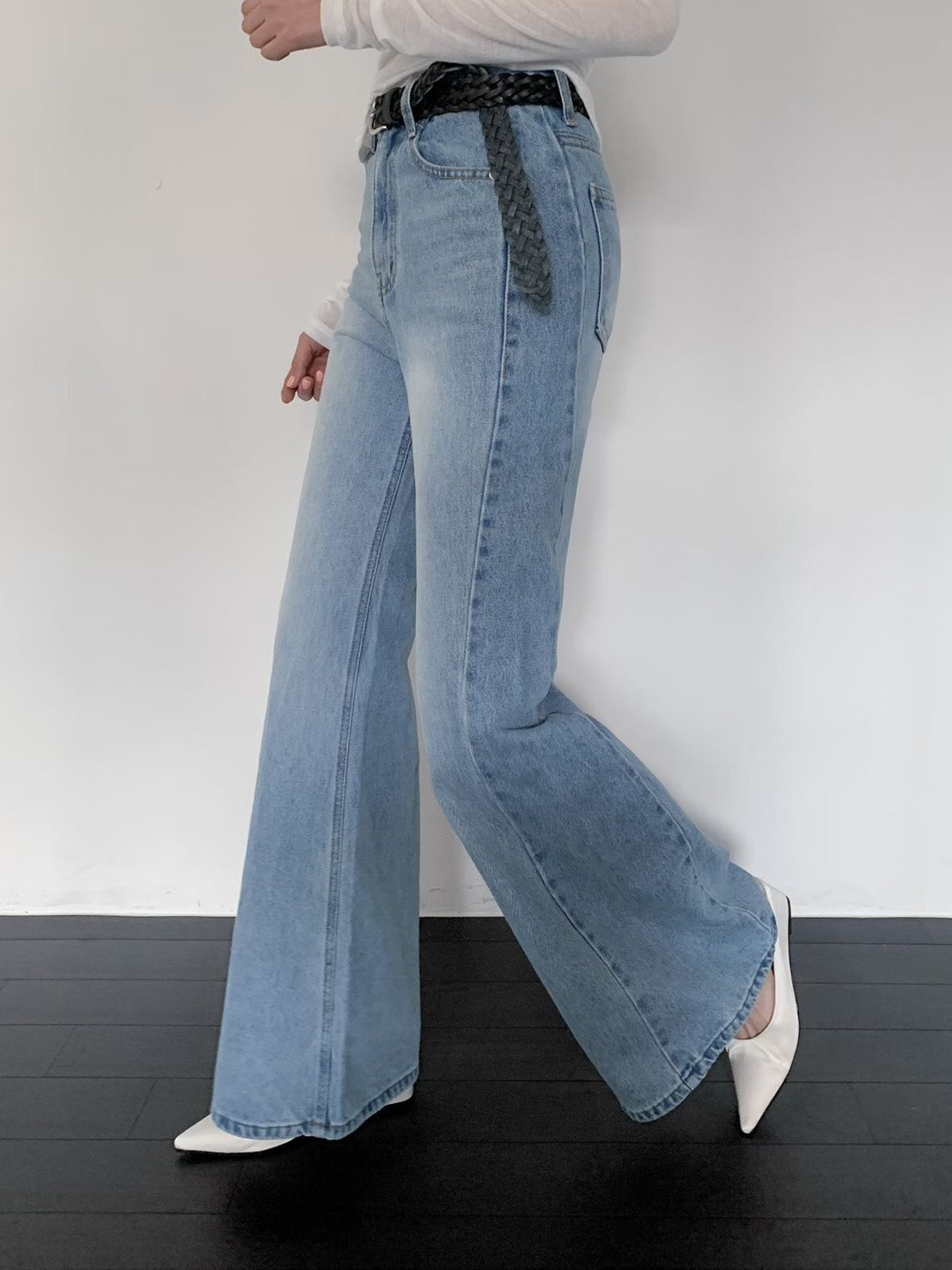 寬管牛仔喇叭長褲