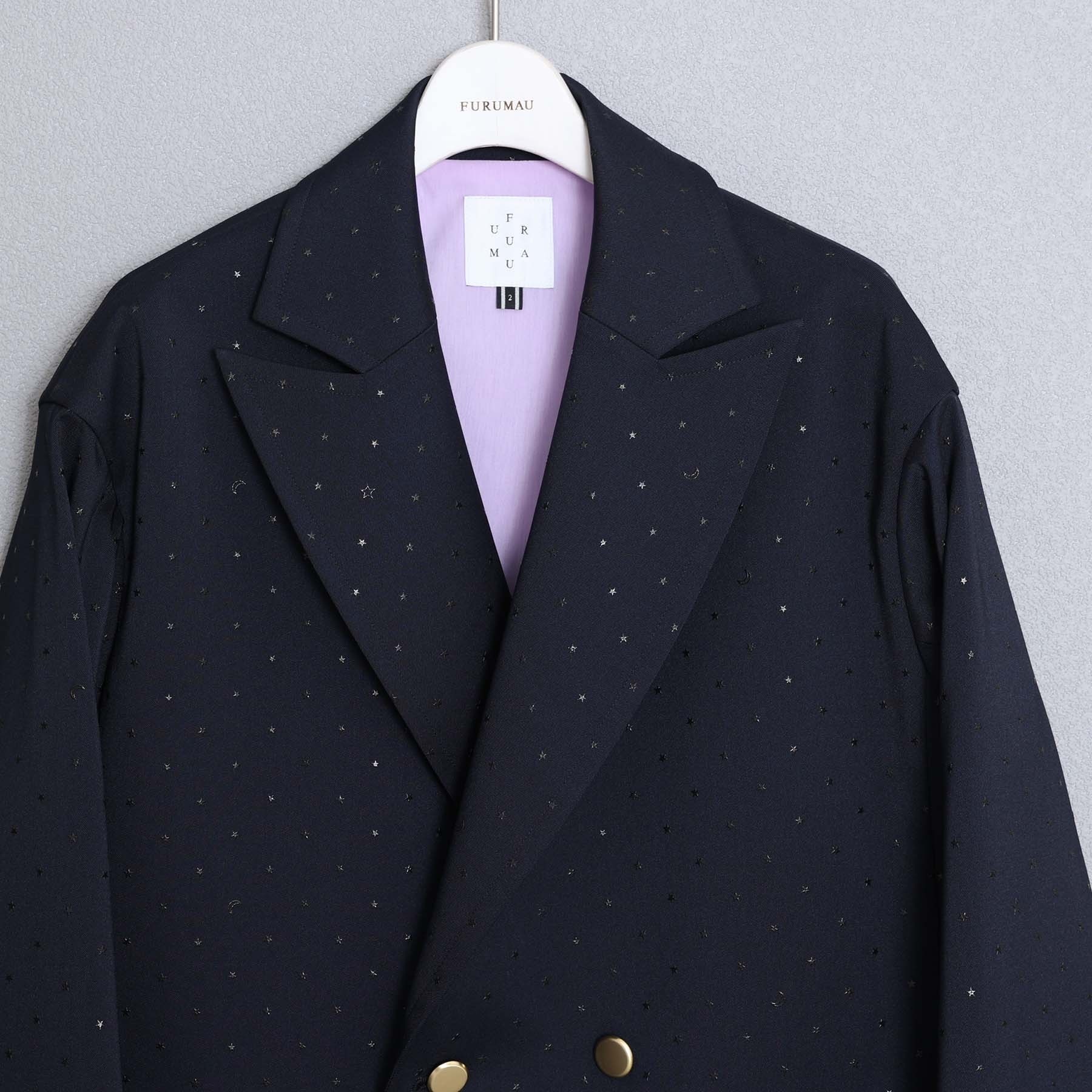 星柄輕薄西裝外套（深藍）