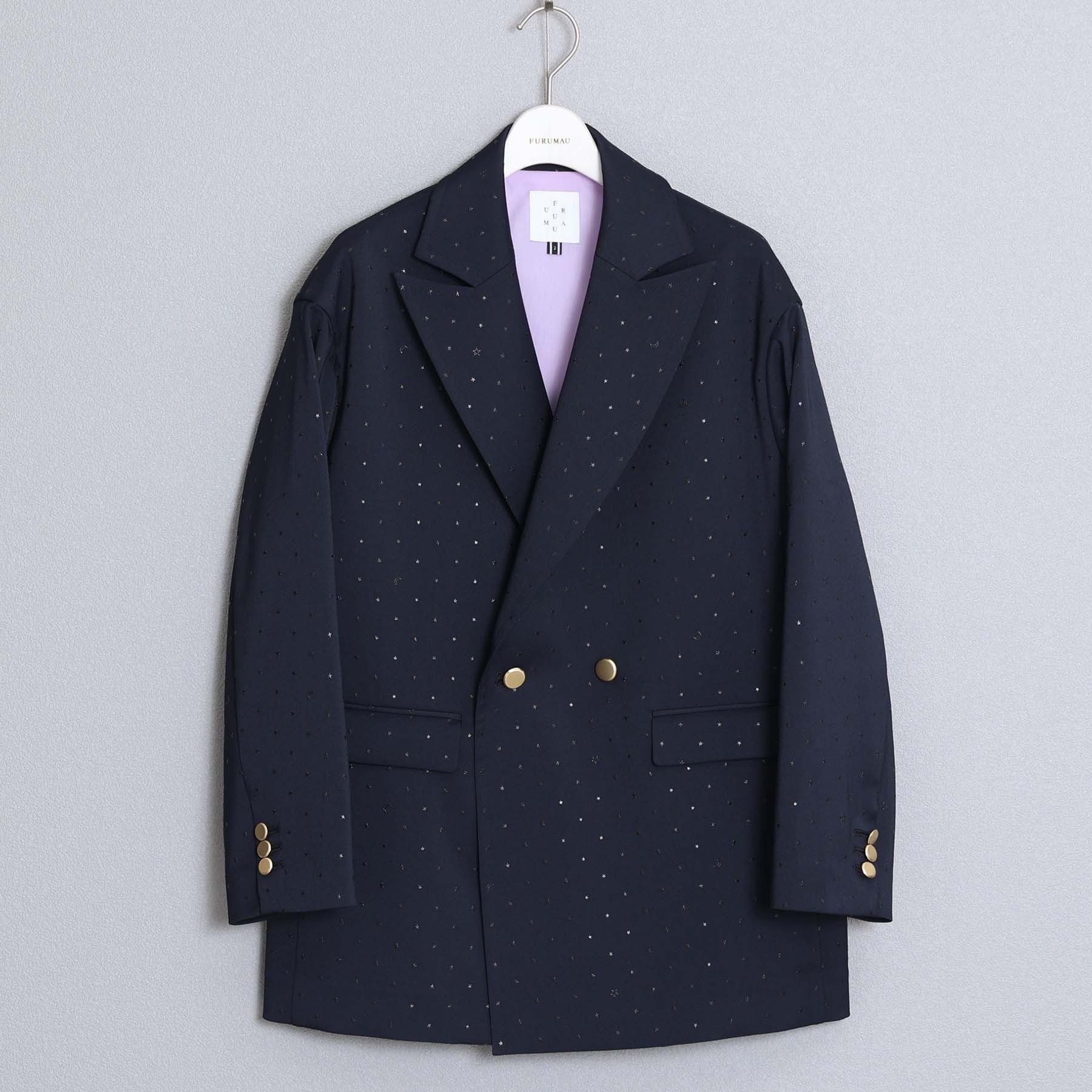 星柄輕薄西裝外套（深藍）