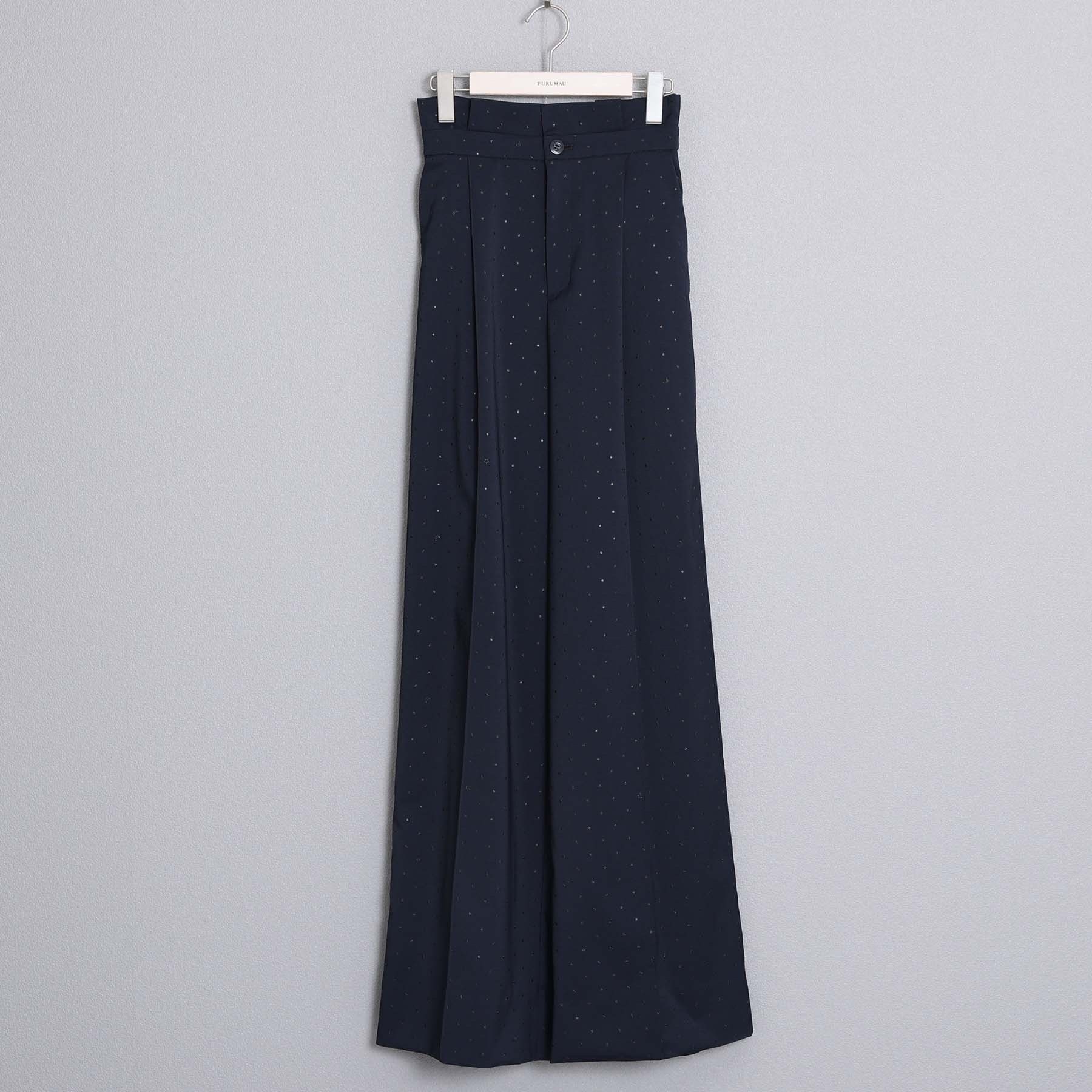 星柄設計剪裁高腰褲（深藍）