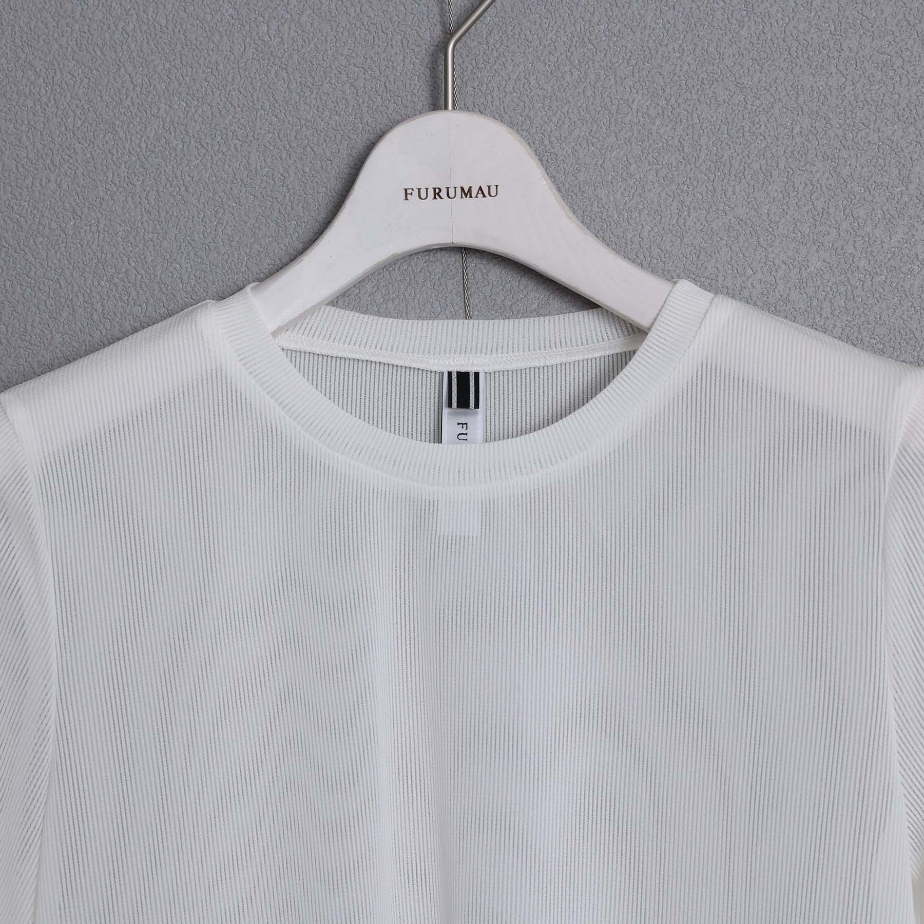 「Linéa Knit」white 條紋透紗針織