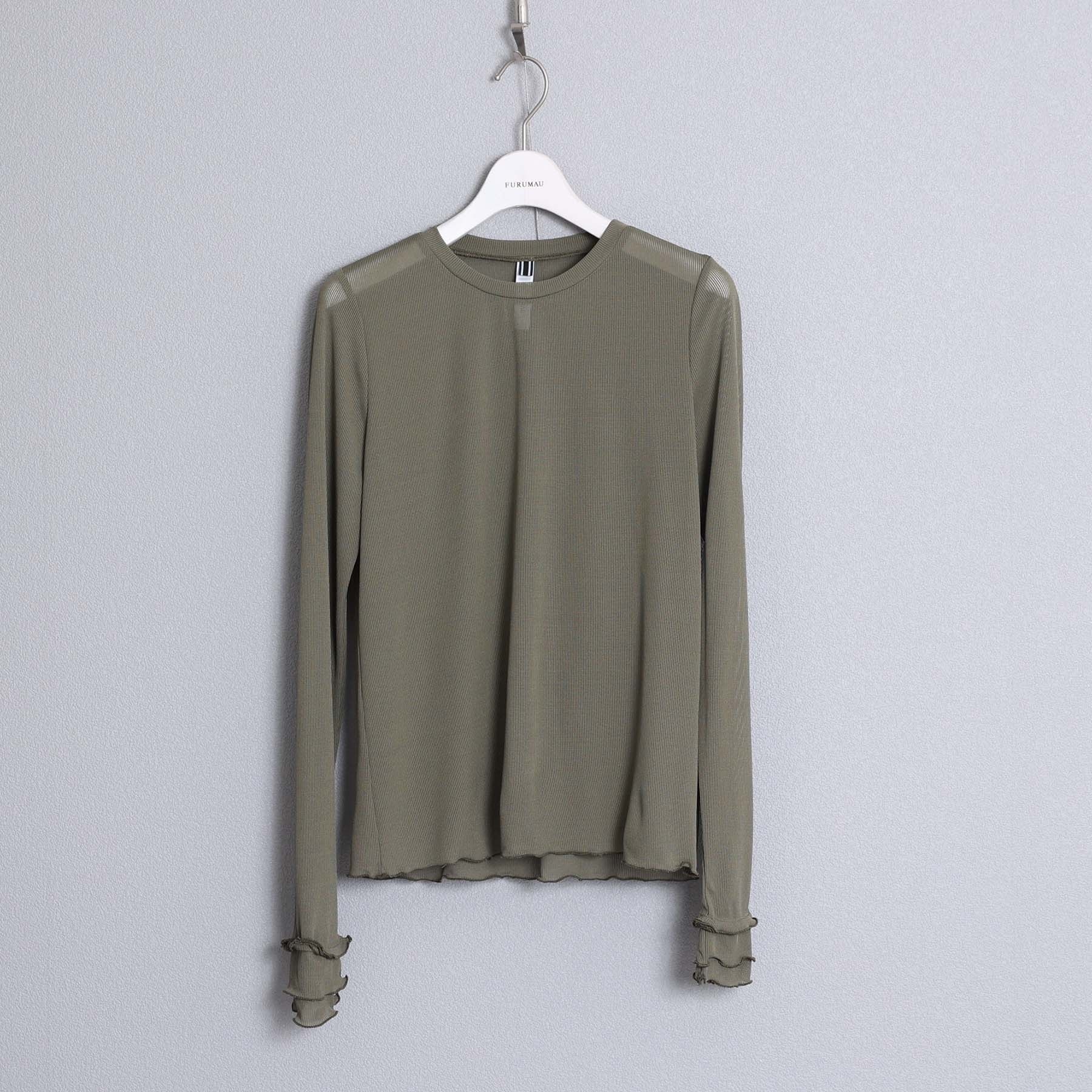 「Linéa Knit」Olive Green條紋透紗針織