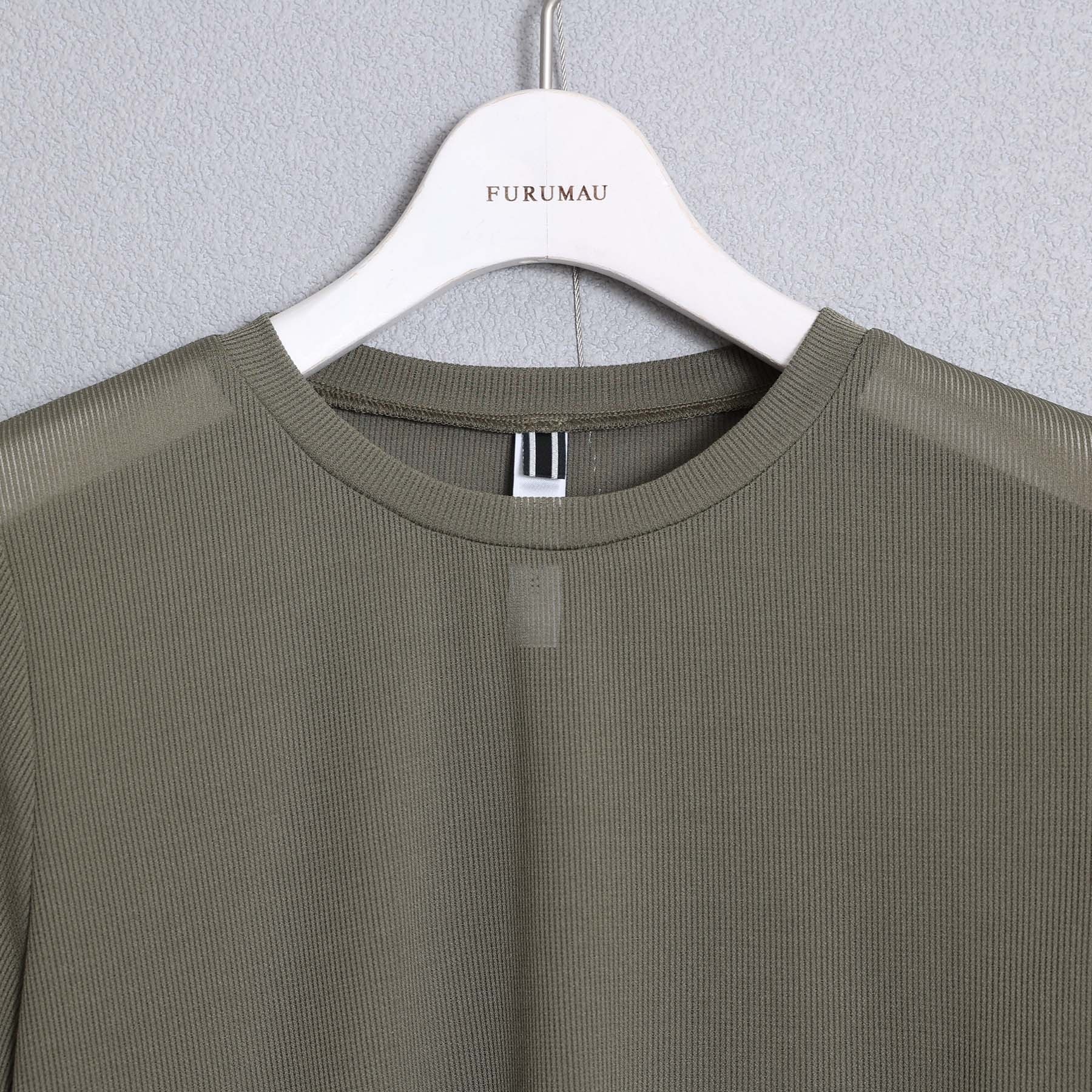 「Linéa Knit」Olive Green條紋透紗針織