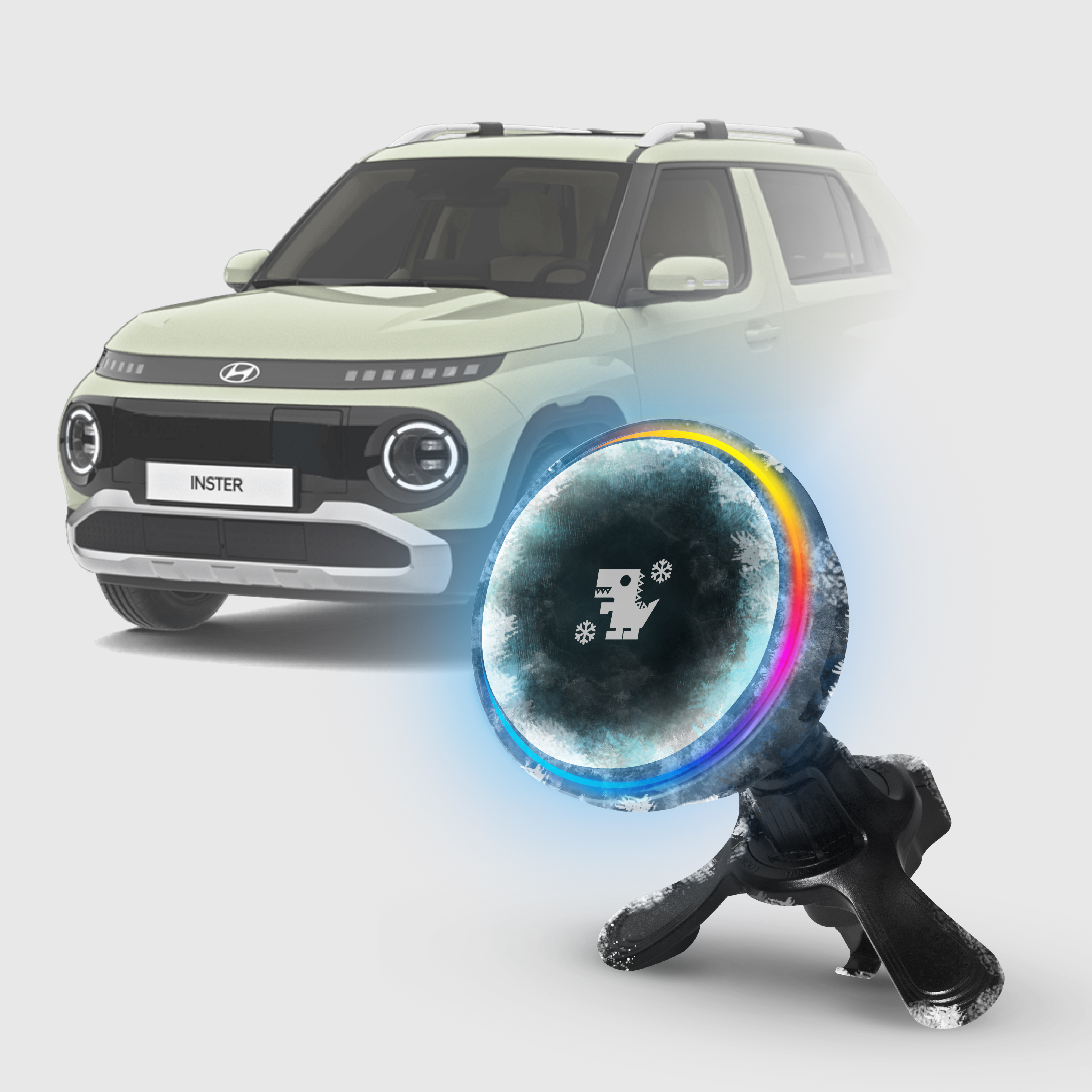 Hyundai INSTER｜XILLA黑鏡冰核智充手機架