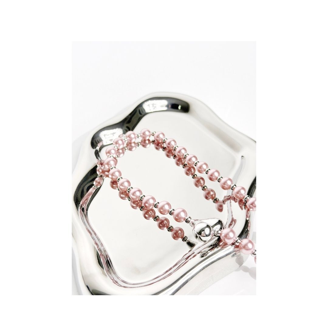 VICXXO 手機吊飾 / 銀粉珍珠愛心