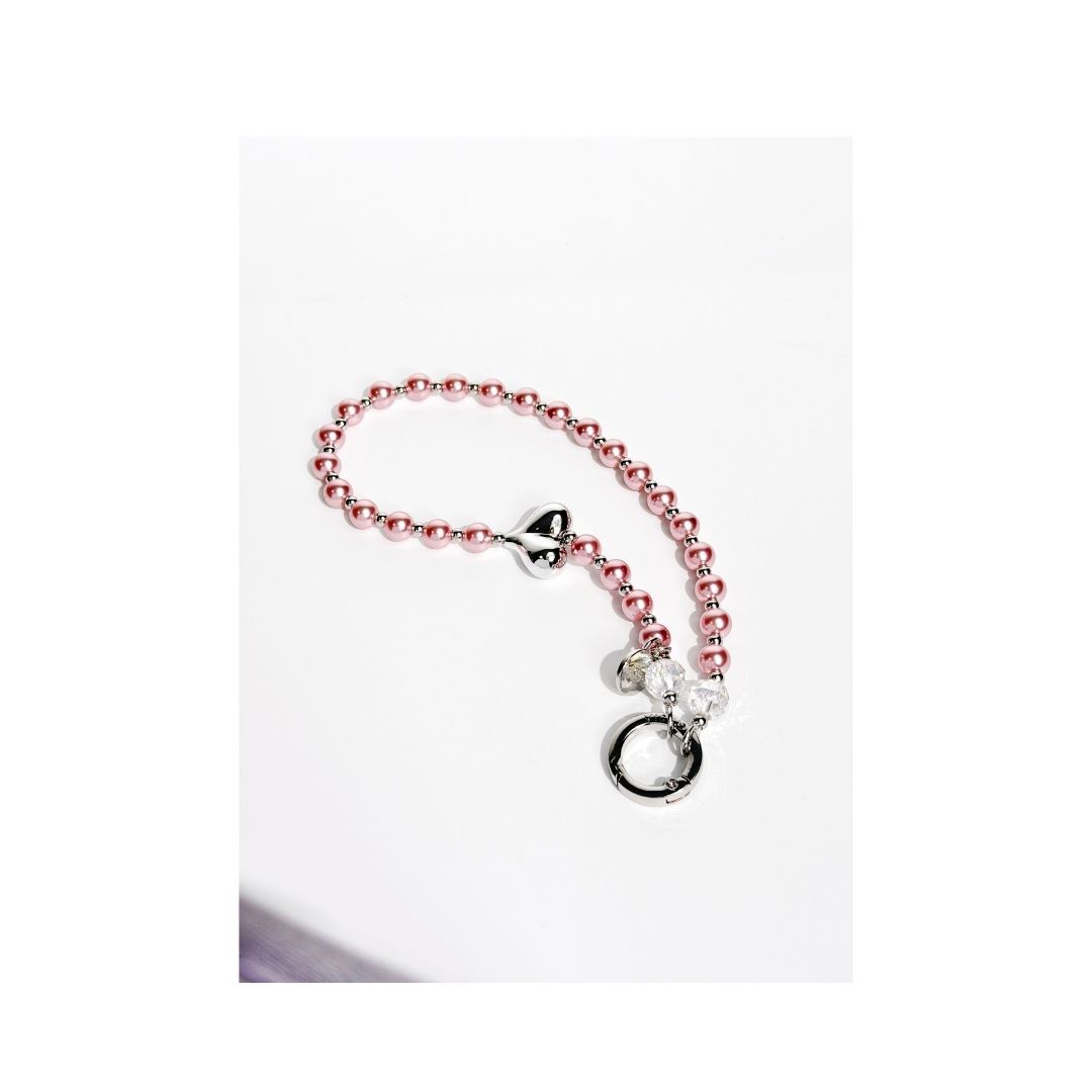 VICXXO 手機吊飾 / 銀粉珍珠愛心