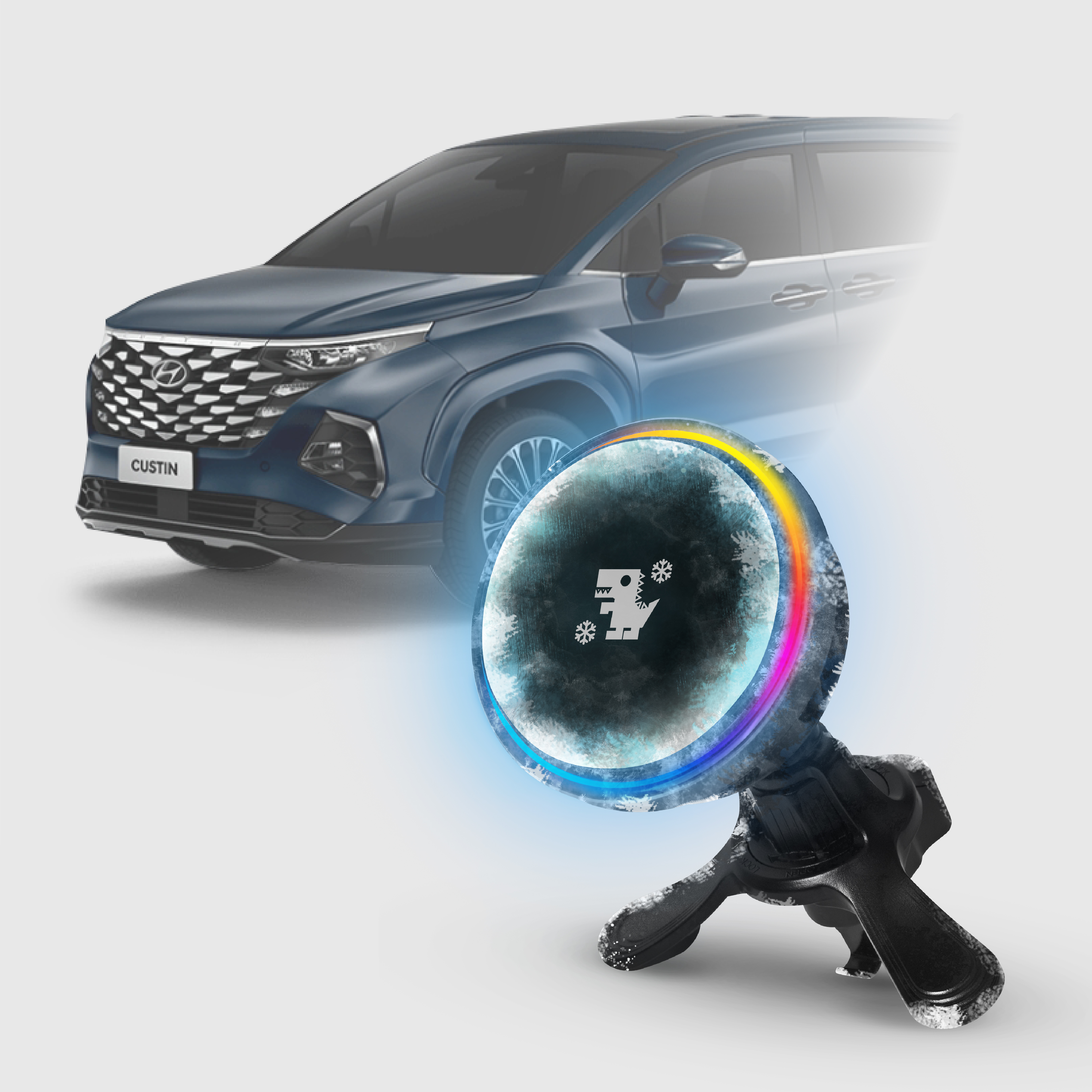 Hyundai CUSTIN｜XILLA黑鏡冰核智充手機架