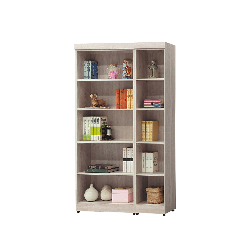 柏蒂家居-約爾4尺開放式五層展示書櫃/收納置物櫃組合(2.7尺書櫃+1.3尺書櫃)