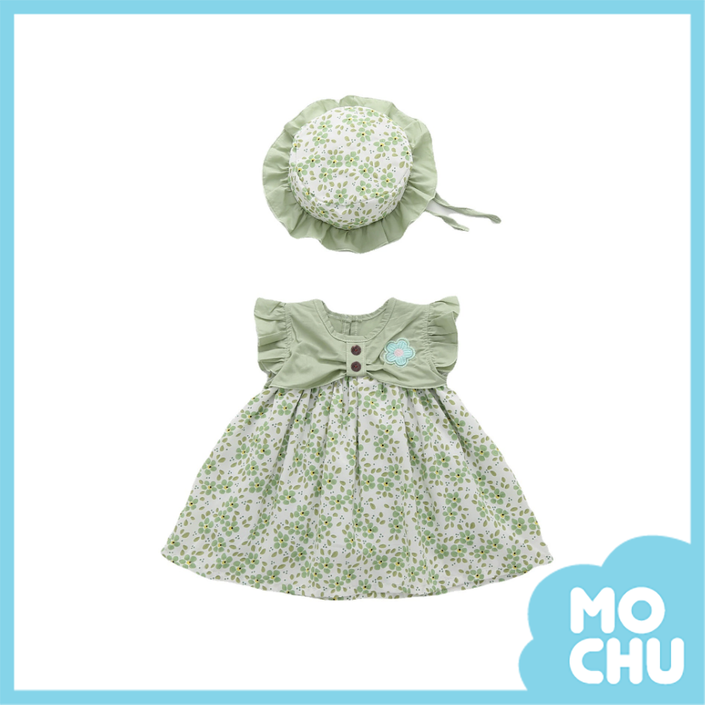 陽光小綠花洋裝含帽