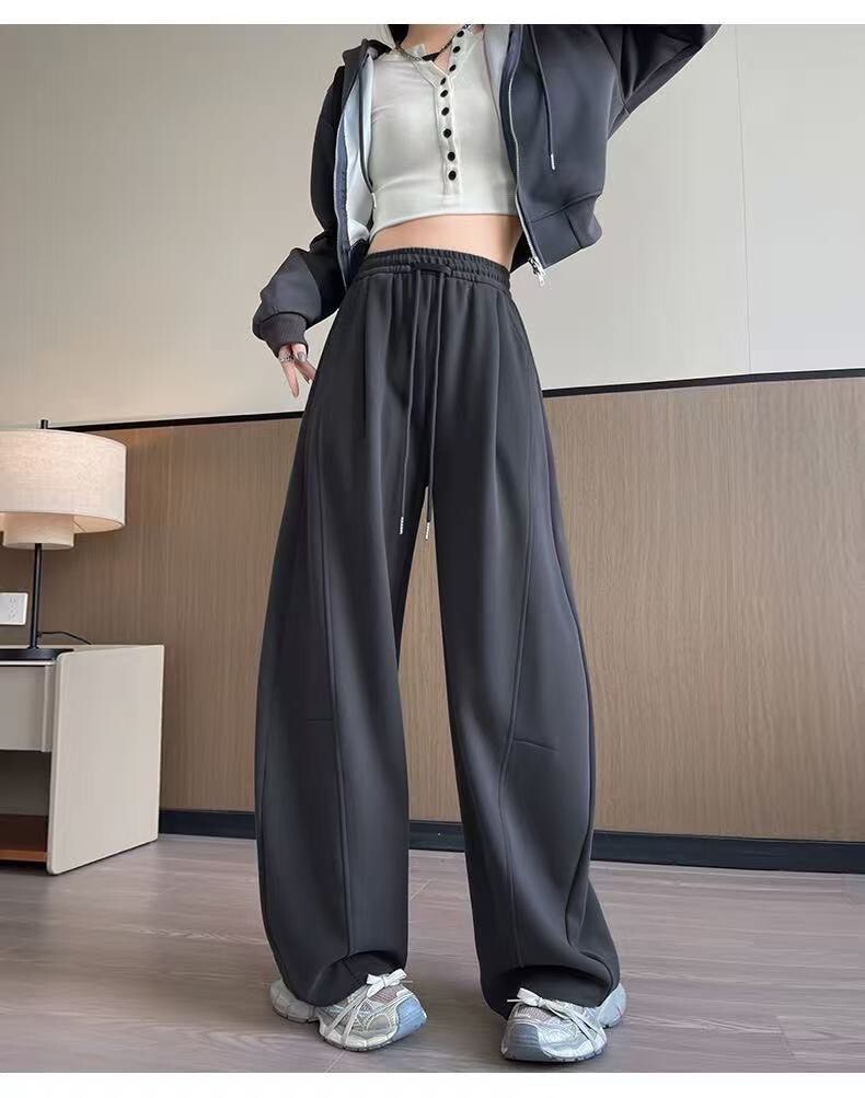 648-彎刀小皮標抽繩運動長褲