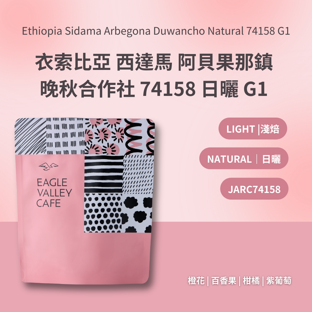 衣索比亞 西達馬 阿貝果那鎮 晚秋合作社 74158 日曬 特選 G1 淺焙 咖啡豆