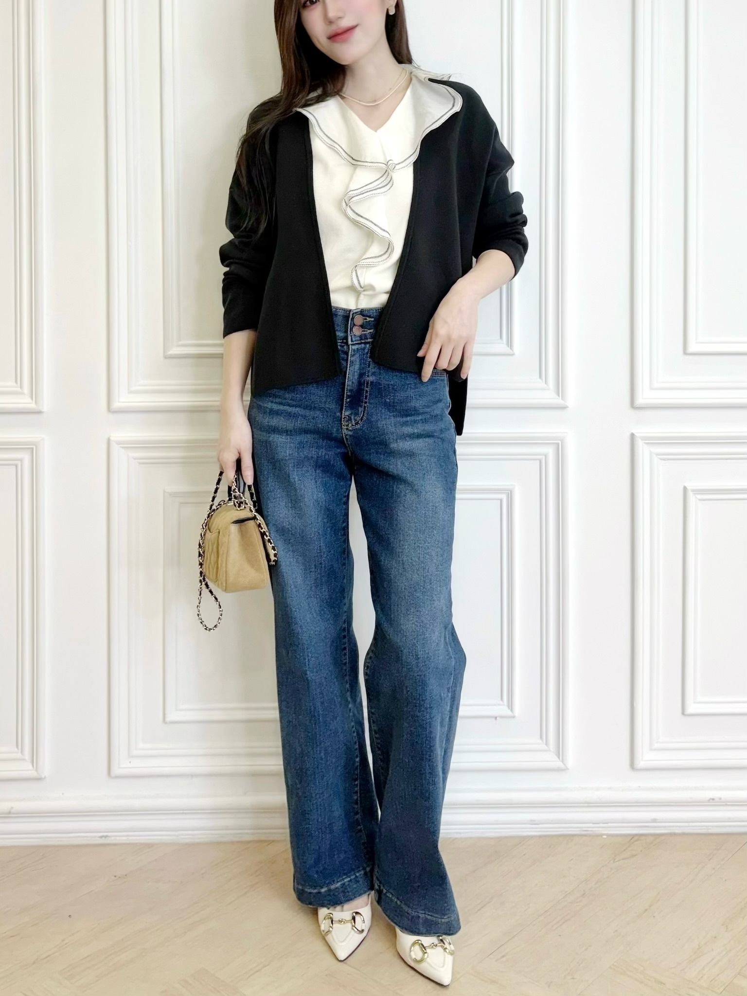 簡約無領針織外套