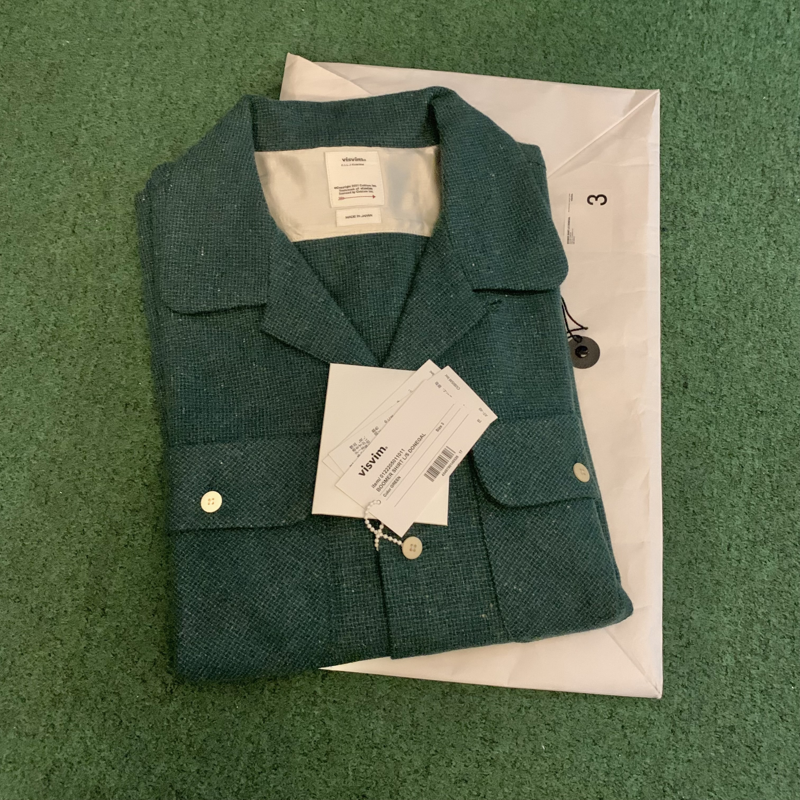 LAST PCS: VISVIM BOOMER SHIRT L/S DONEGAL - GREEN SIZE 3 IN STOCK NOW (現貨發售中)