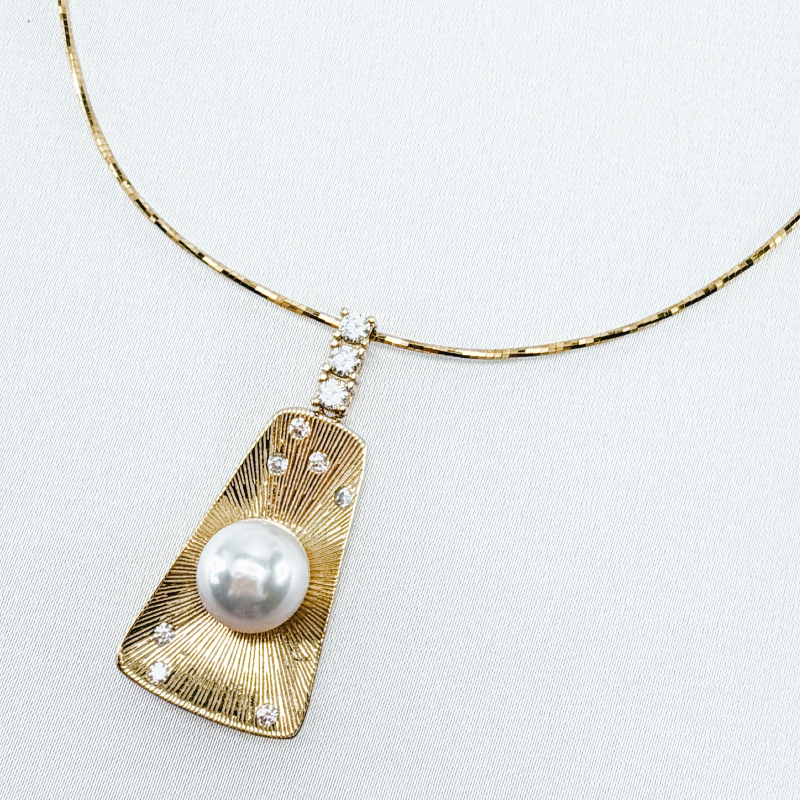 日本Akoya 珍珠配上鋯石925純銀吊墜項鏈