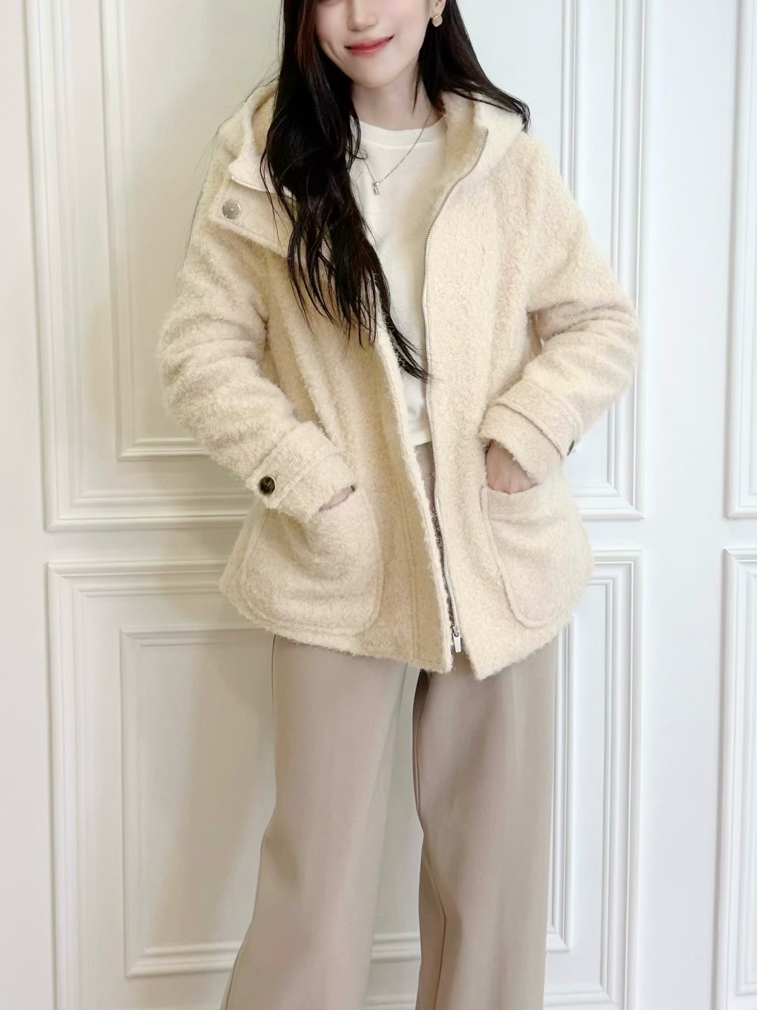 保暖舒適!立體QQ毛連帽外套