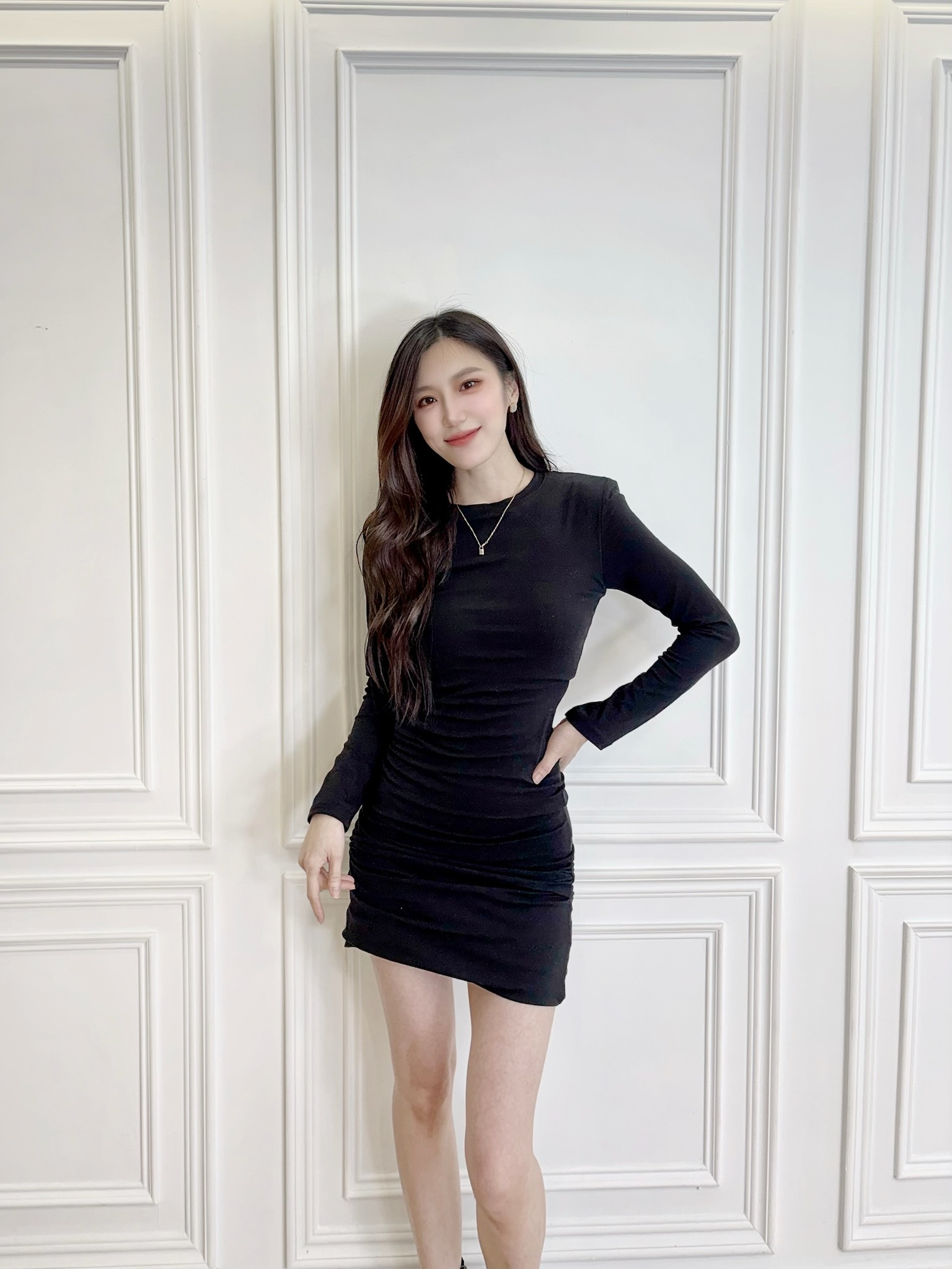 棉料顯身形洋裝