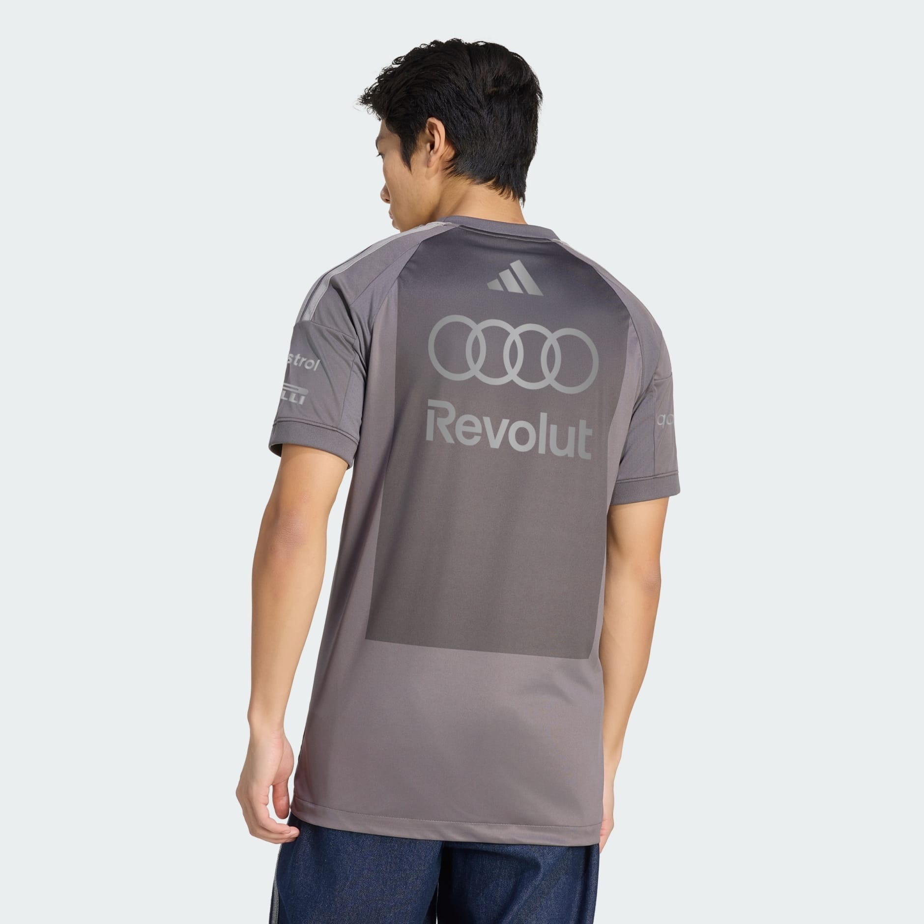 男款 ADIDAS AUDI REVOLUT F1 TEAM 灰色 奧迪 賽車 聯名款 復刻版 車手服 短T【KF0912】