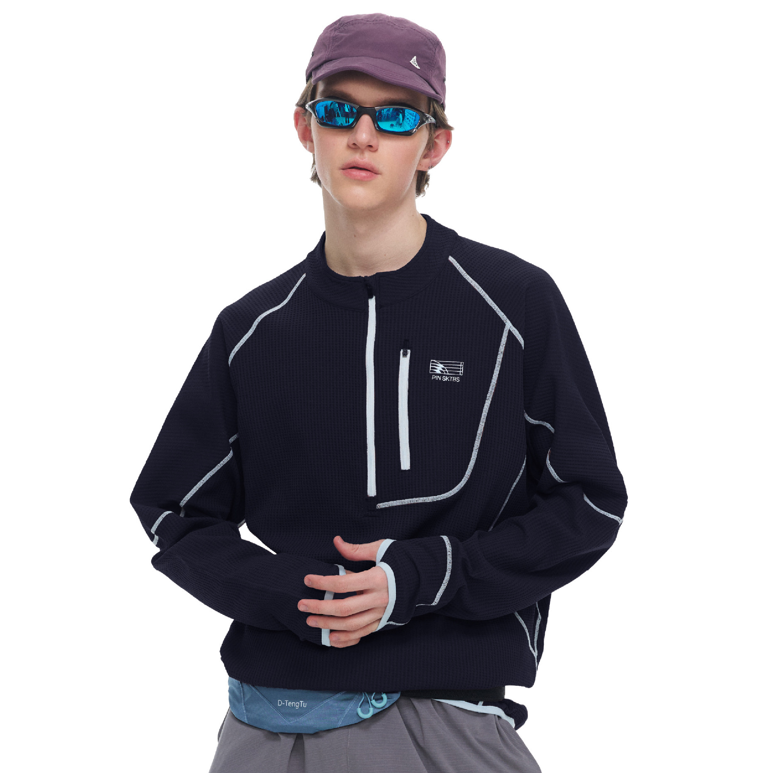 PIN SKTBS Waffle Half-Zip LS 華夫格半拉鍊長袖Tee [P-T1226]