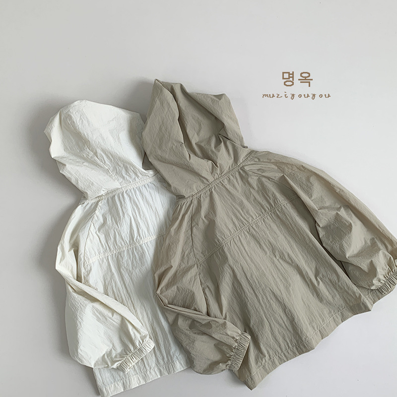 《2937》兒童防曬純色連帽外套(80-130)