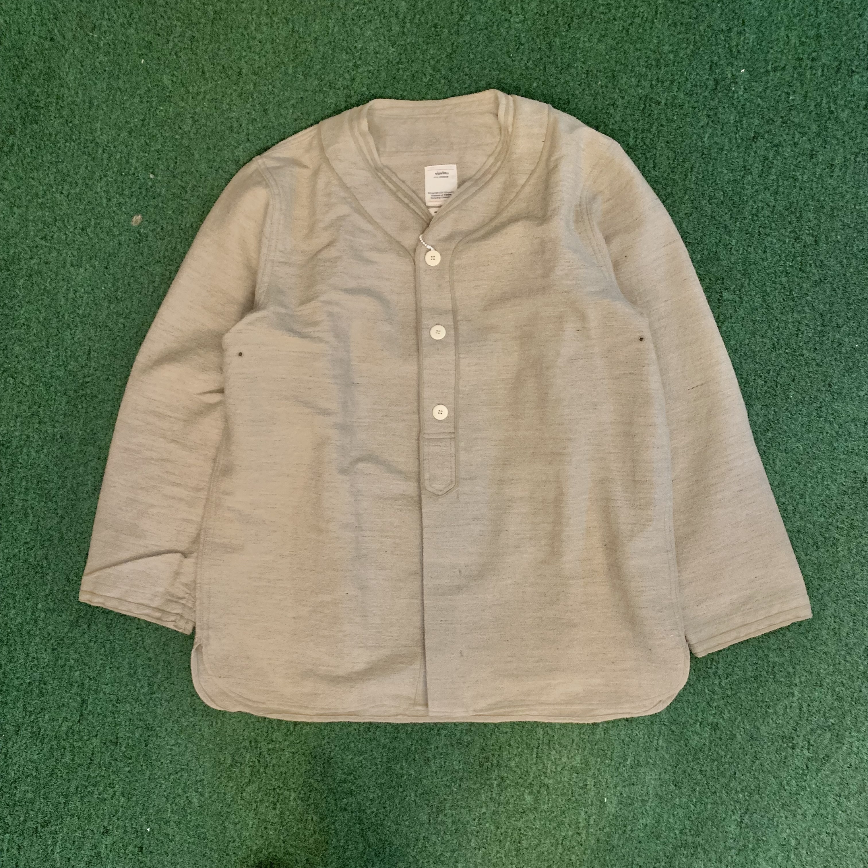 VISVIM DUGOUT SHIRT L/S (WOOL/LINEN) - BEIGE SIZE 3 IN STOCK NOW (現貨發售中)