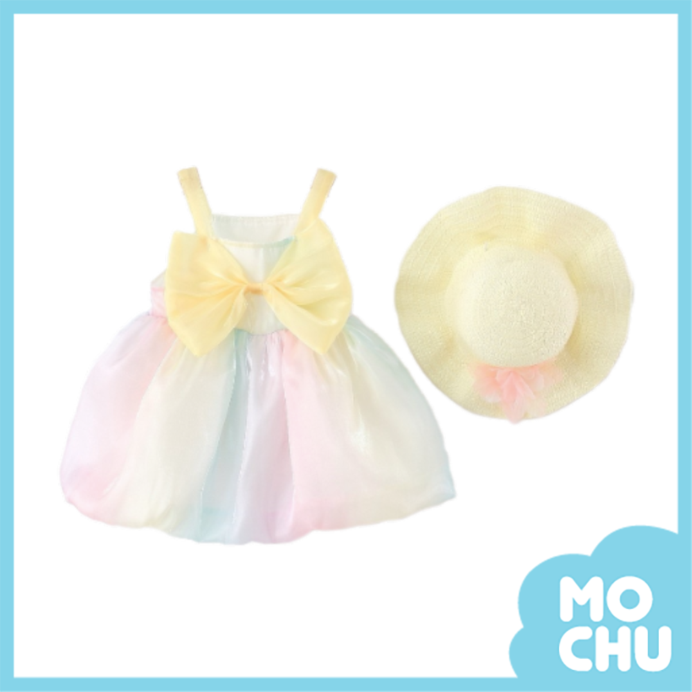 蝴蝶結彩虹吊帶花苞裙