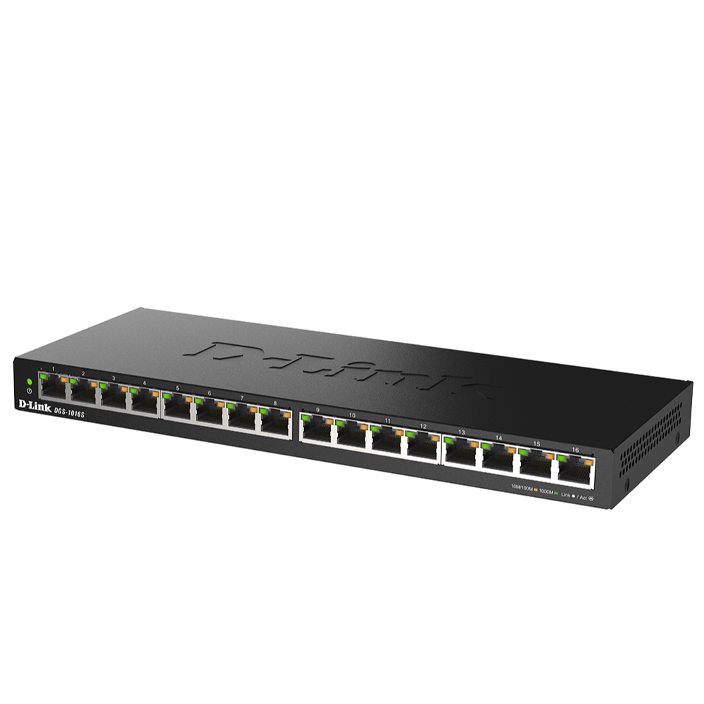 D-Link DGS-1016S 16埠Gigabit 節能靜音桌上型無網管交換器