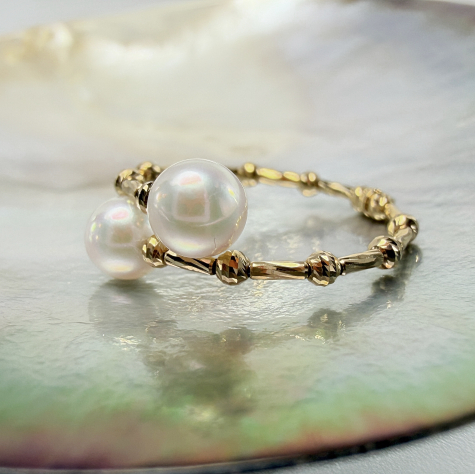 18K金日本Akoya珍珠開口戒指