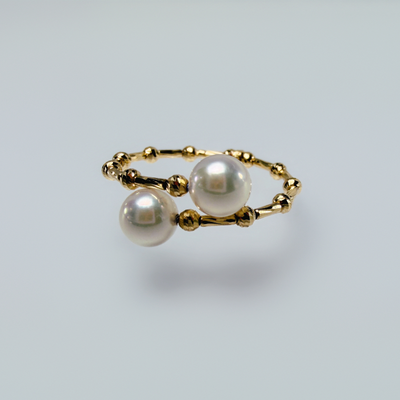18K金日本Akoya珍珠開口戒指