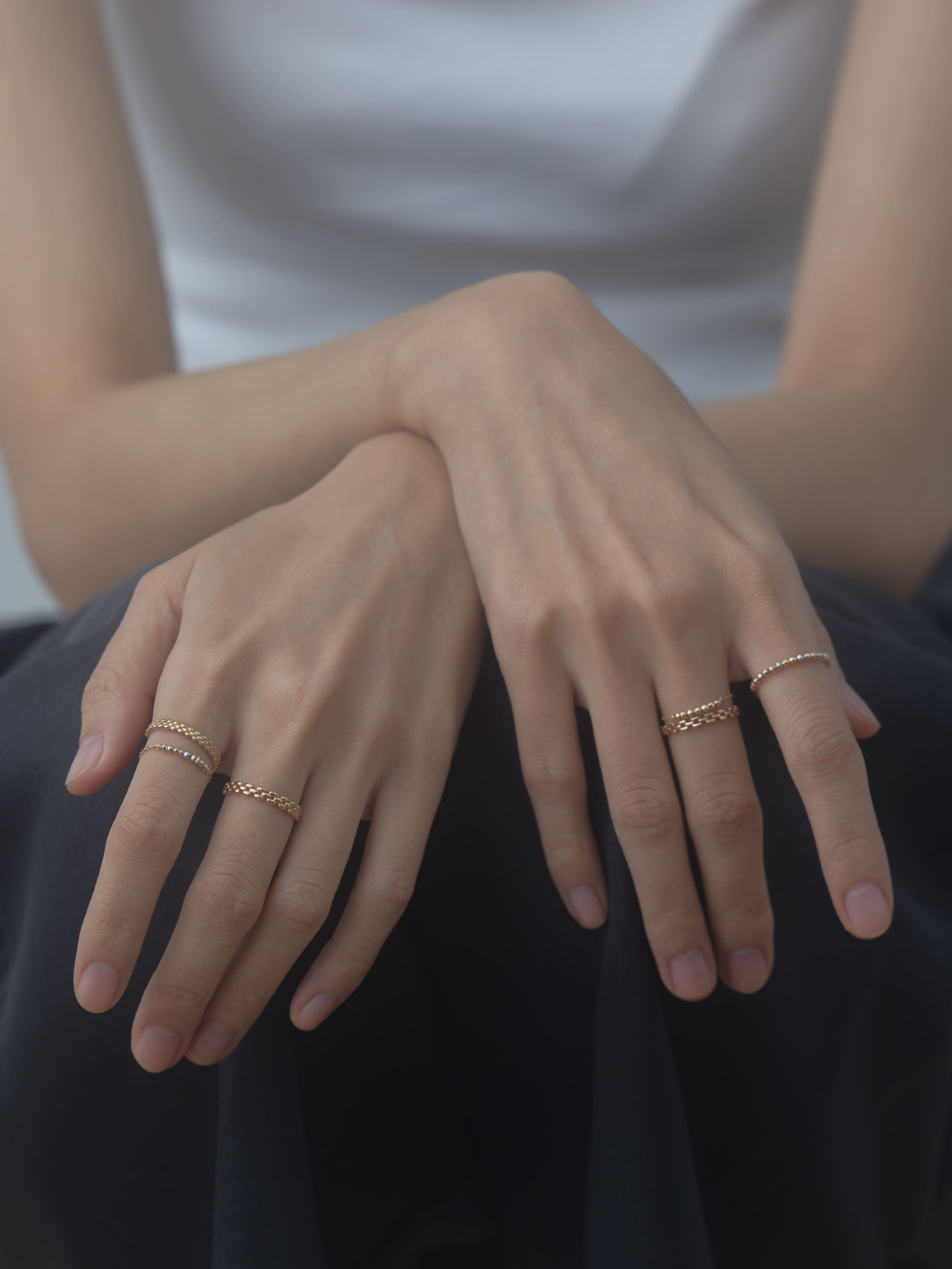 koro｜雙色圓珠鍊戒