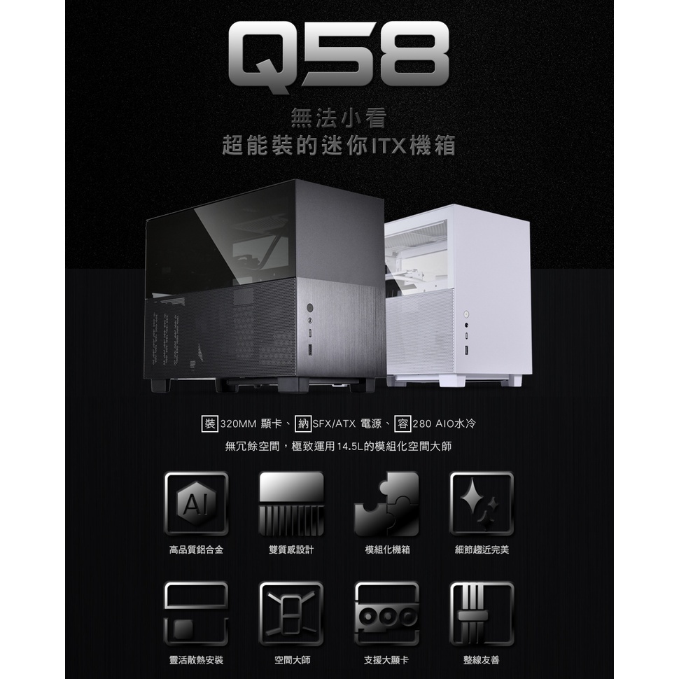 LIAN LI Q58 PCIe 4.0 White/Black Modular Mesh Case