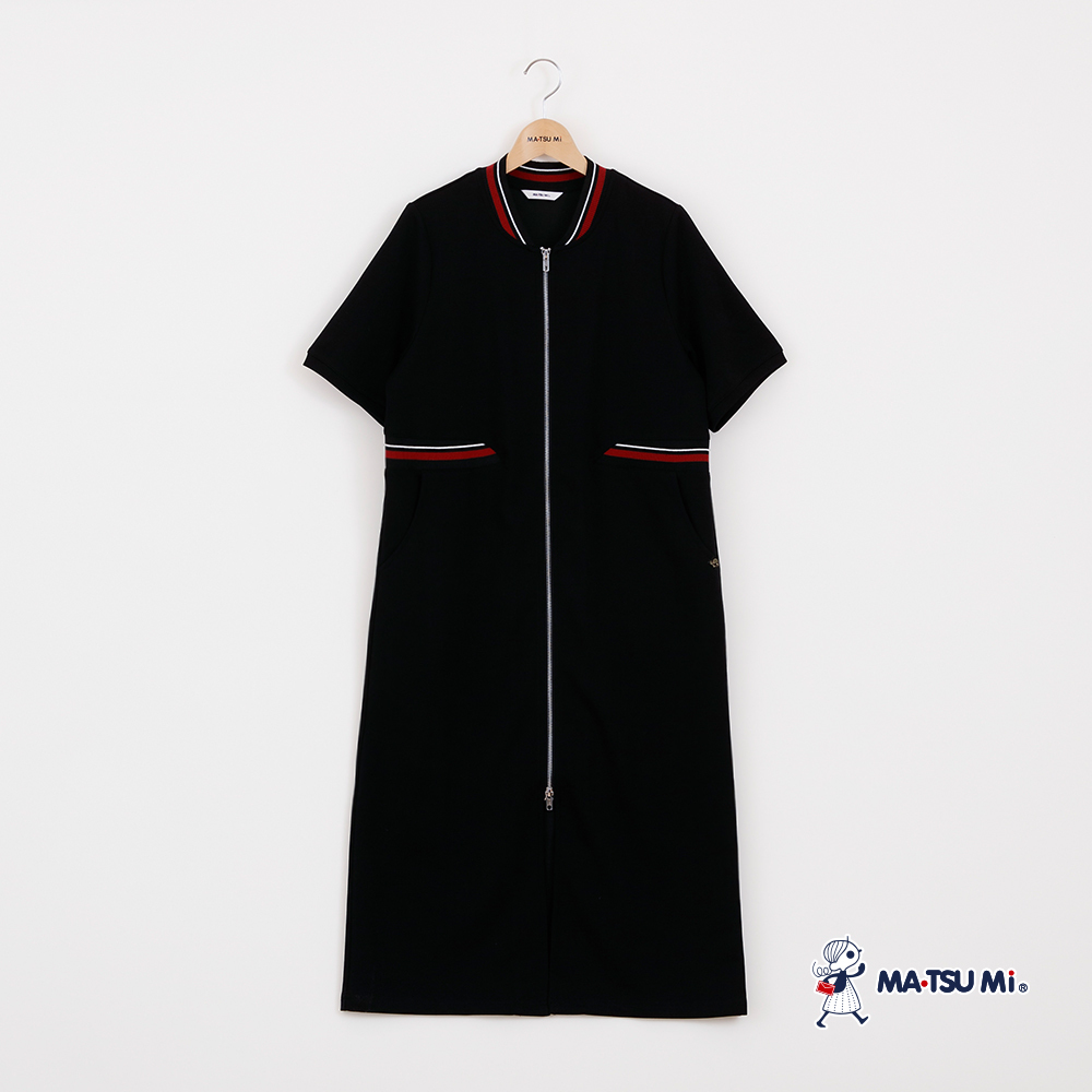 MA‧TSU Mi 休閒寬鬆感撞色運動風長洋裝(黑)