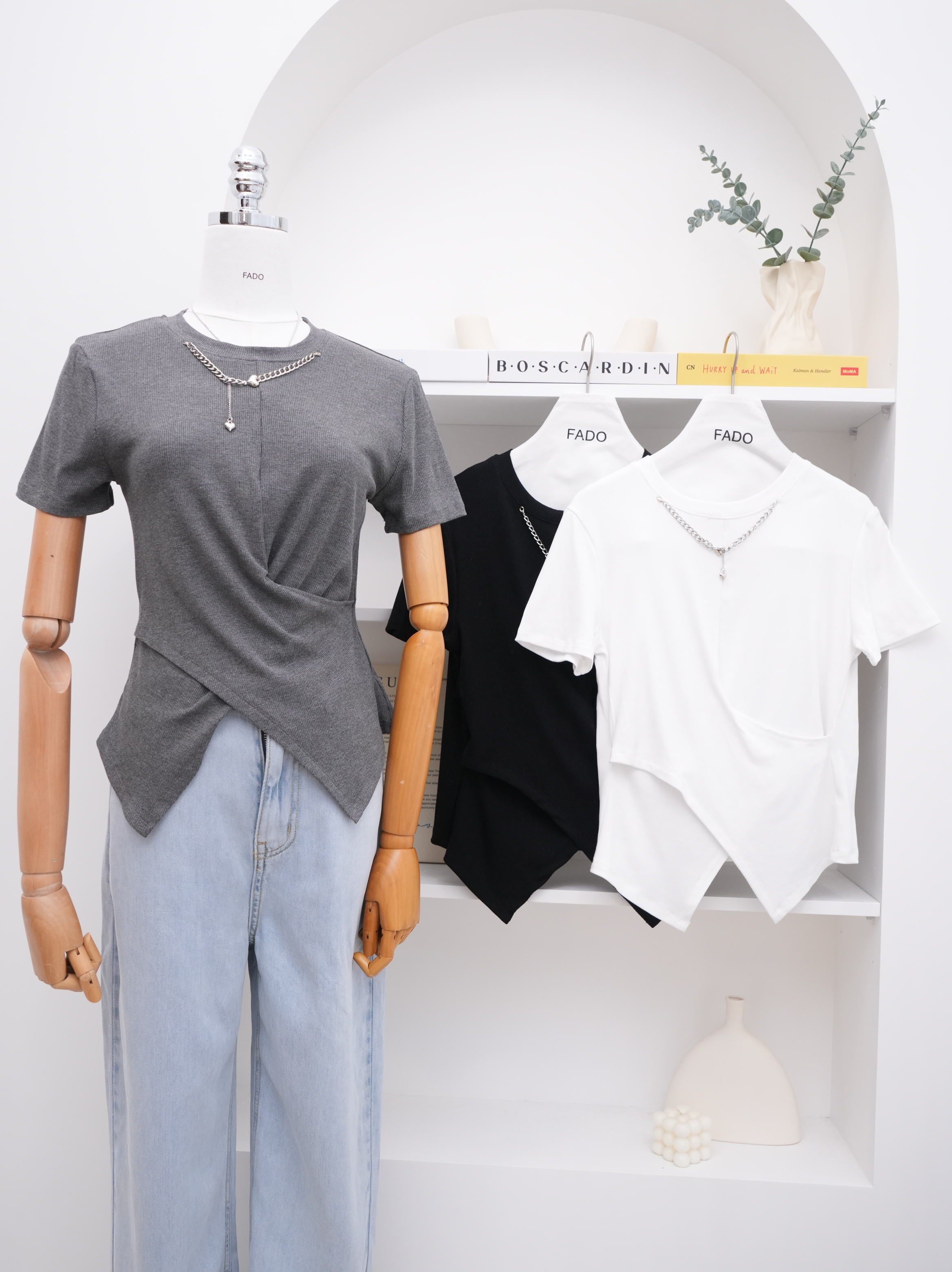 法朵Fado shop｜附鍊交錯下擺棉T 0215032 三色