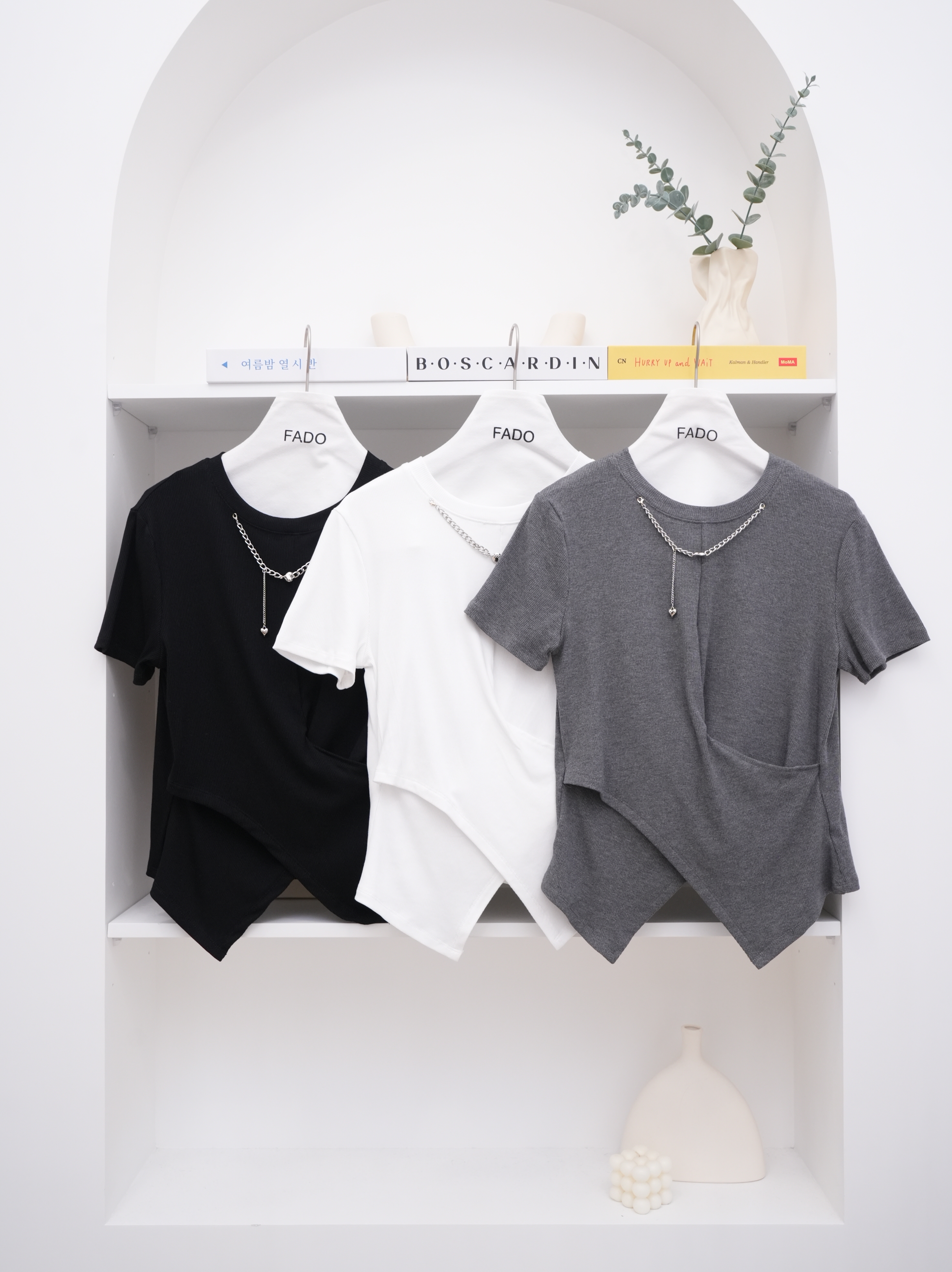法朵Fado shop｜附鍊交錯下擺棉T 0215032 三色