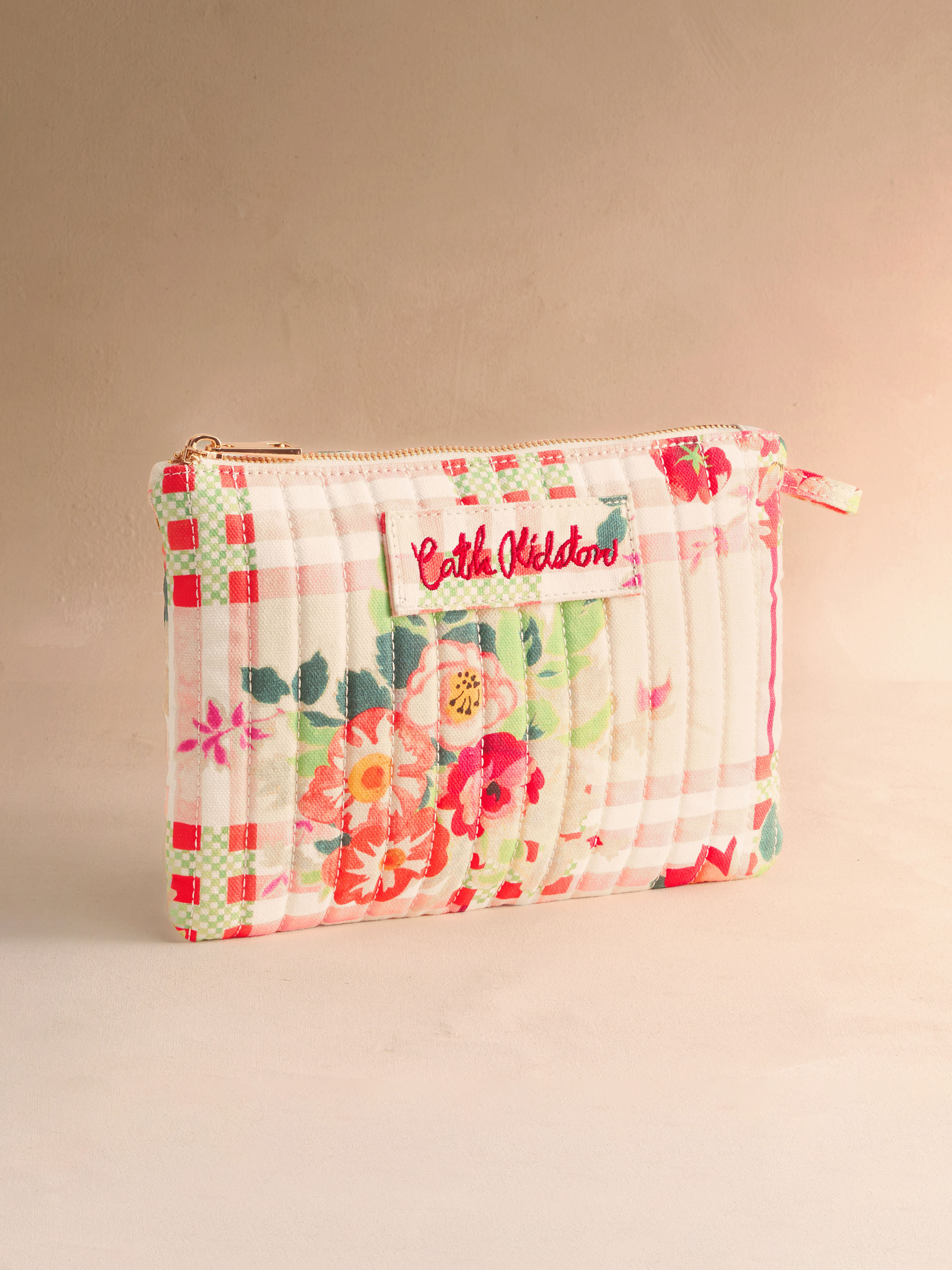 Archive Floral Check 絎縫棉長方收納包