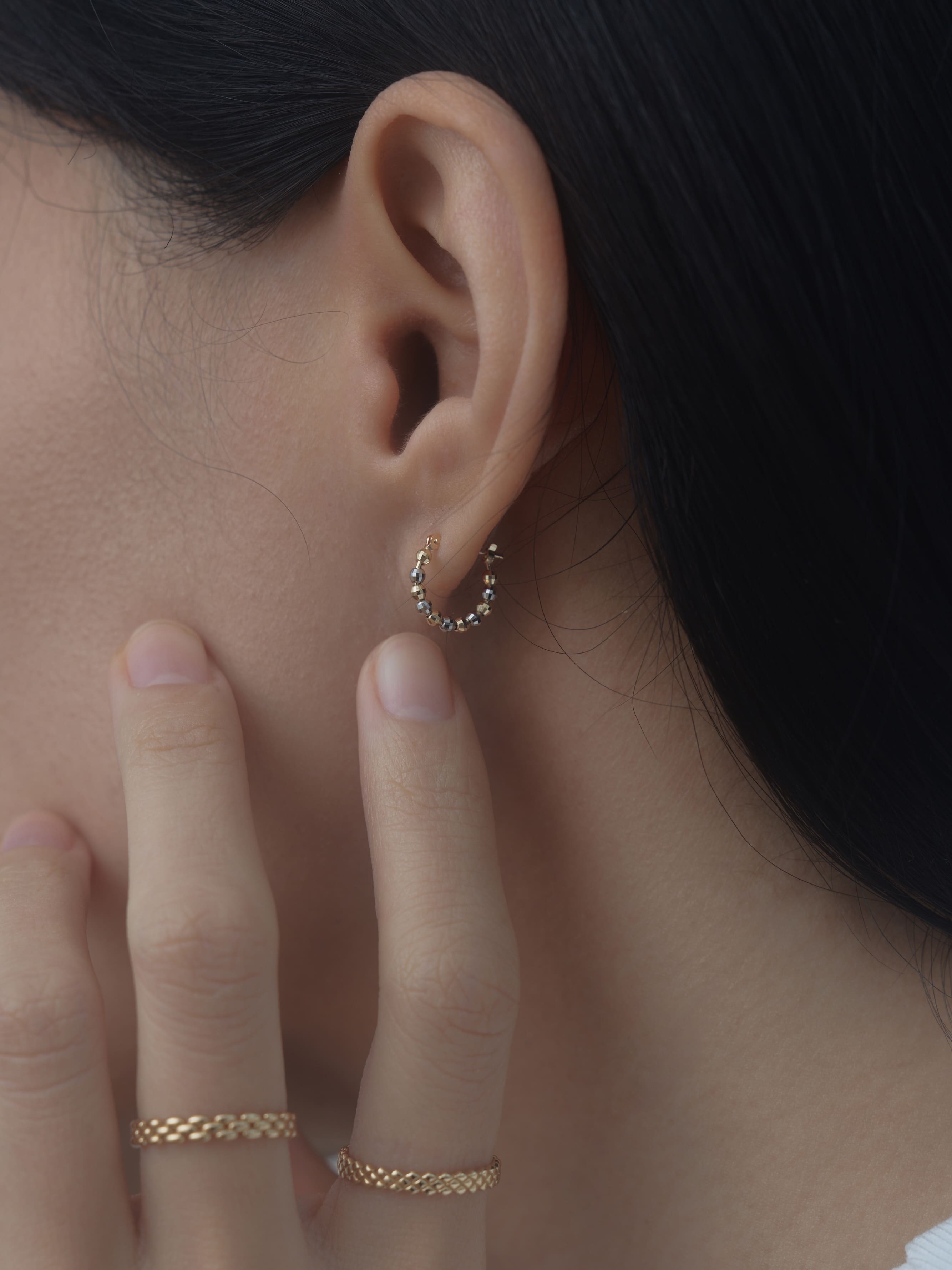 koro｜雙色圓珠耳圈