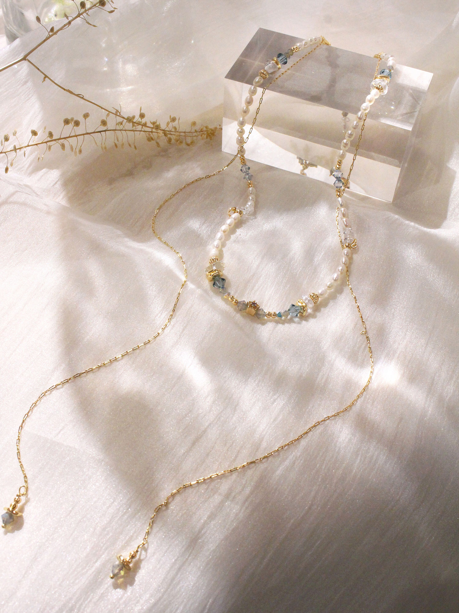 隱鹿白月光。MUCHAT手作14KGP施華洛水晶珍珠星星項鍊