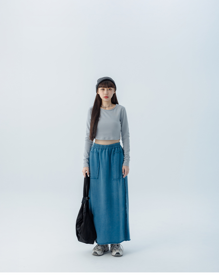 Casual, unhemmed, washed cotton maxi dress, available in three colors.【03021651】in stock+pre-order