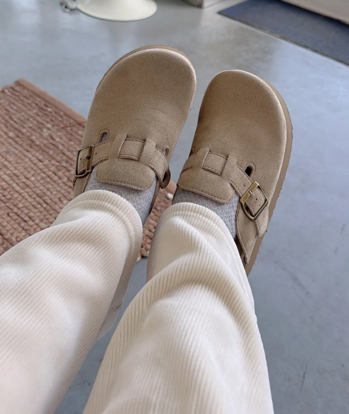 韓國🇰🇷連線 SHOOPEN 厚底勃肯鞋 軟木塞底 麂皮絨 增高 懶人鞋 咖啡棕 米棕色(任買兩件7-11免運)/預購