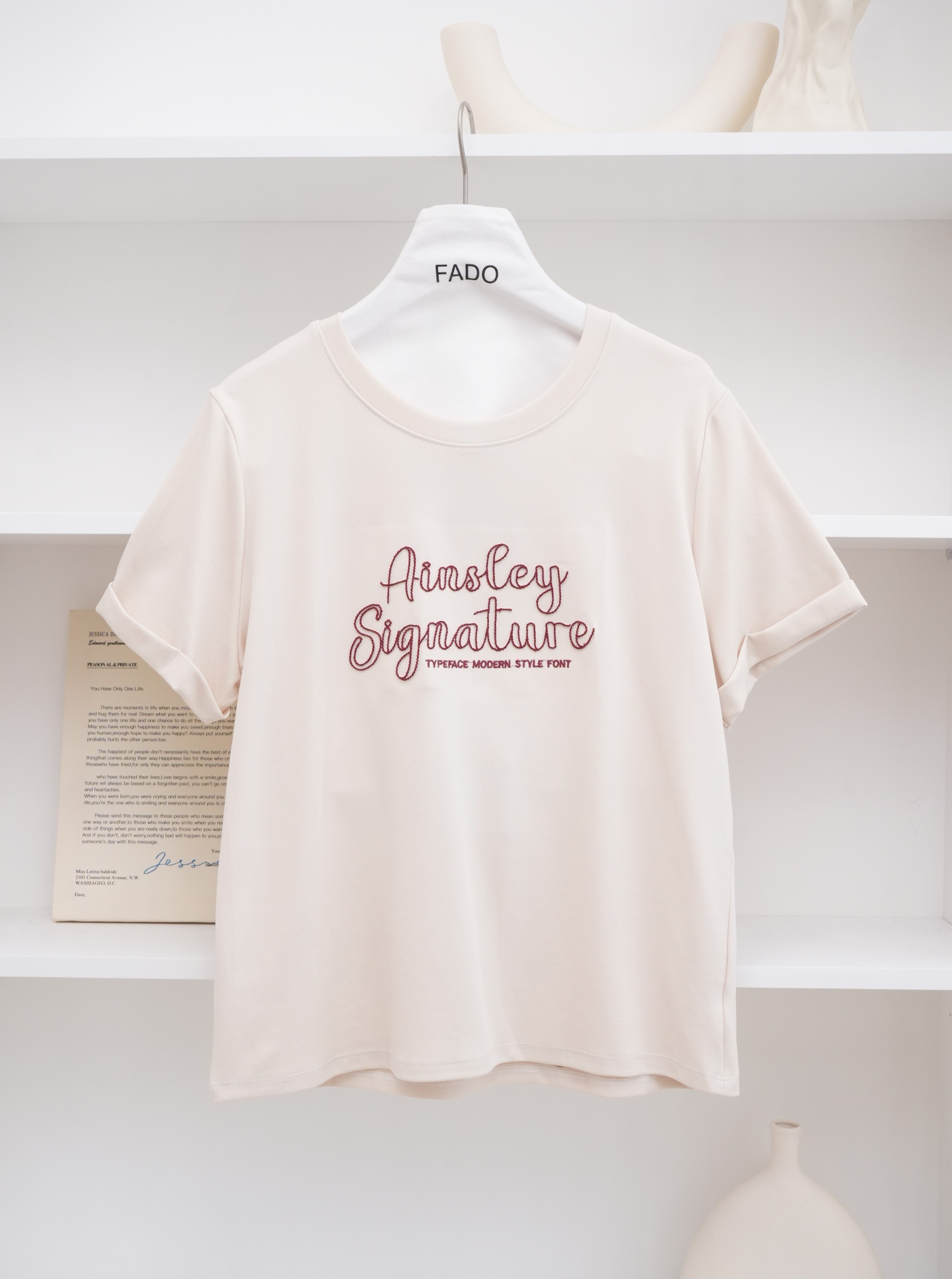 法朵Fado shop｜立體刺繡英文棉T 0215025 四色