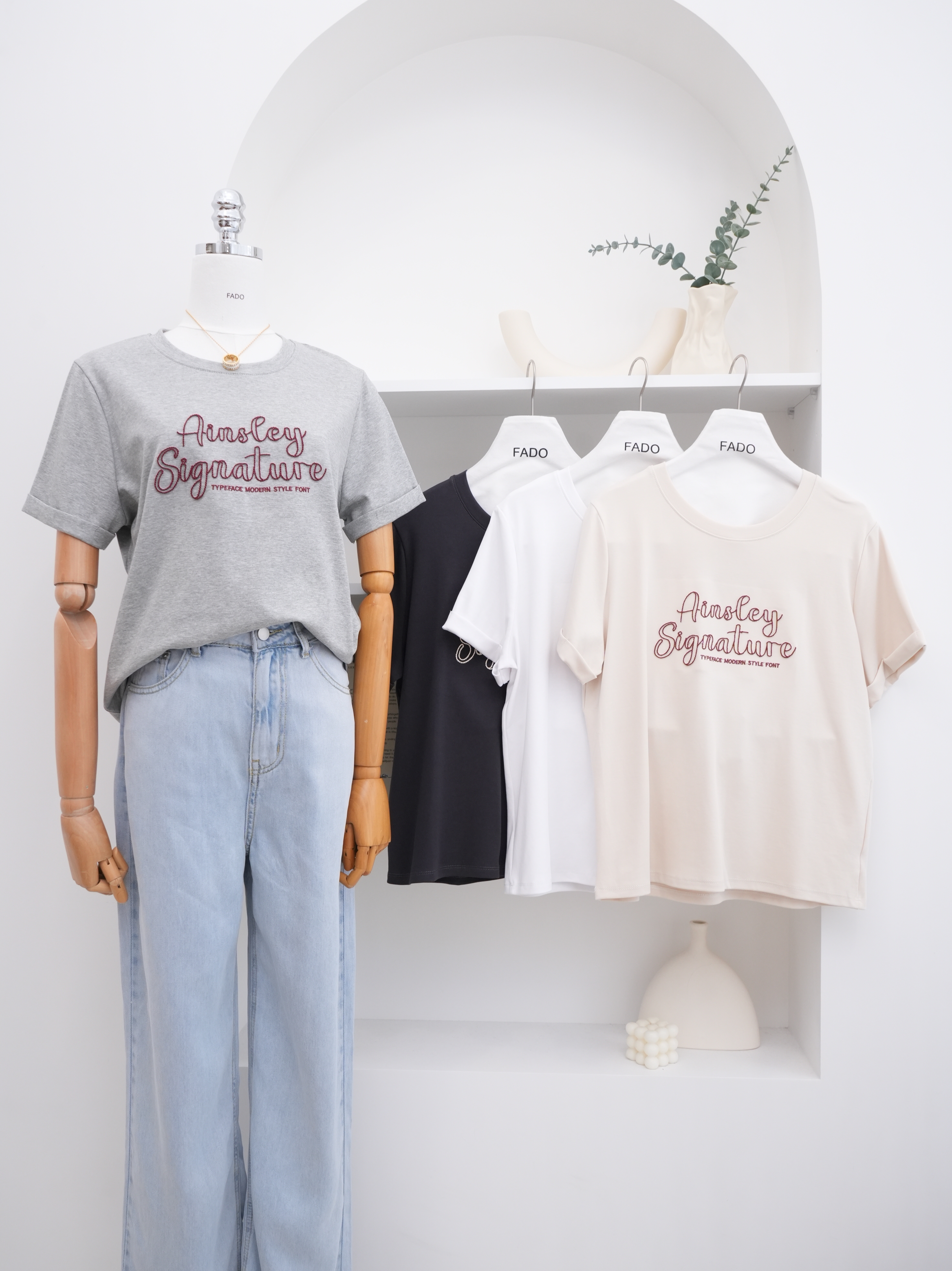 法朵Fado shop｜立體刺繡英文棉T 0215025 四色