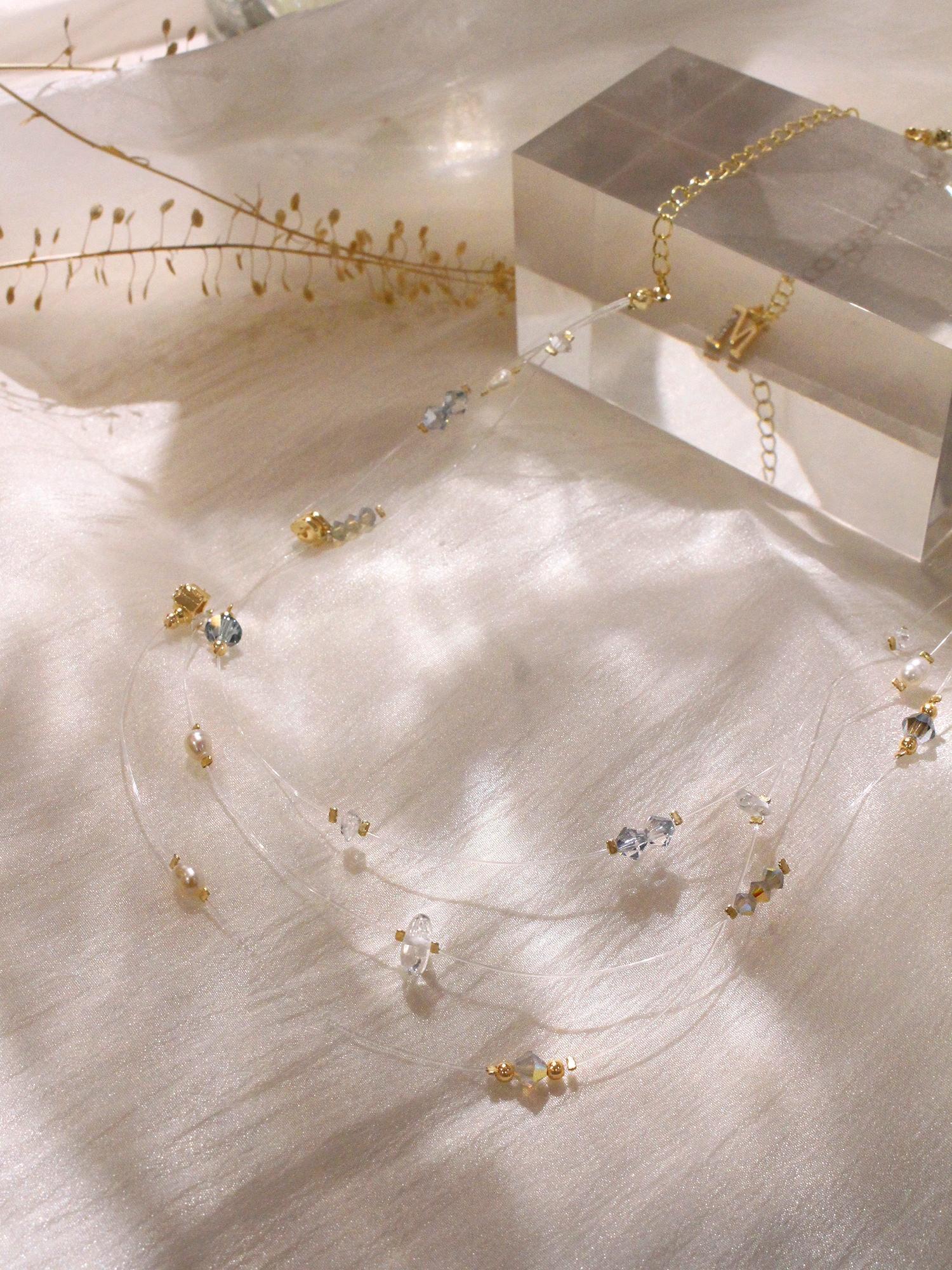 隱鹿白月光。MUCHAT手作14KGP施華洛水晶珍珠層次項鍊