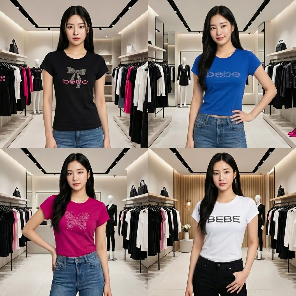 【預購】Bebe H030303 女裝短袖閃鑽 LogoT恤