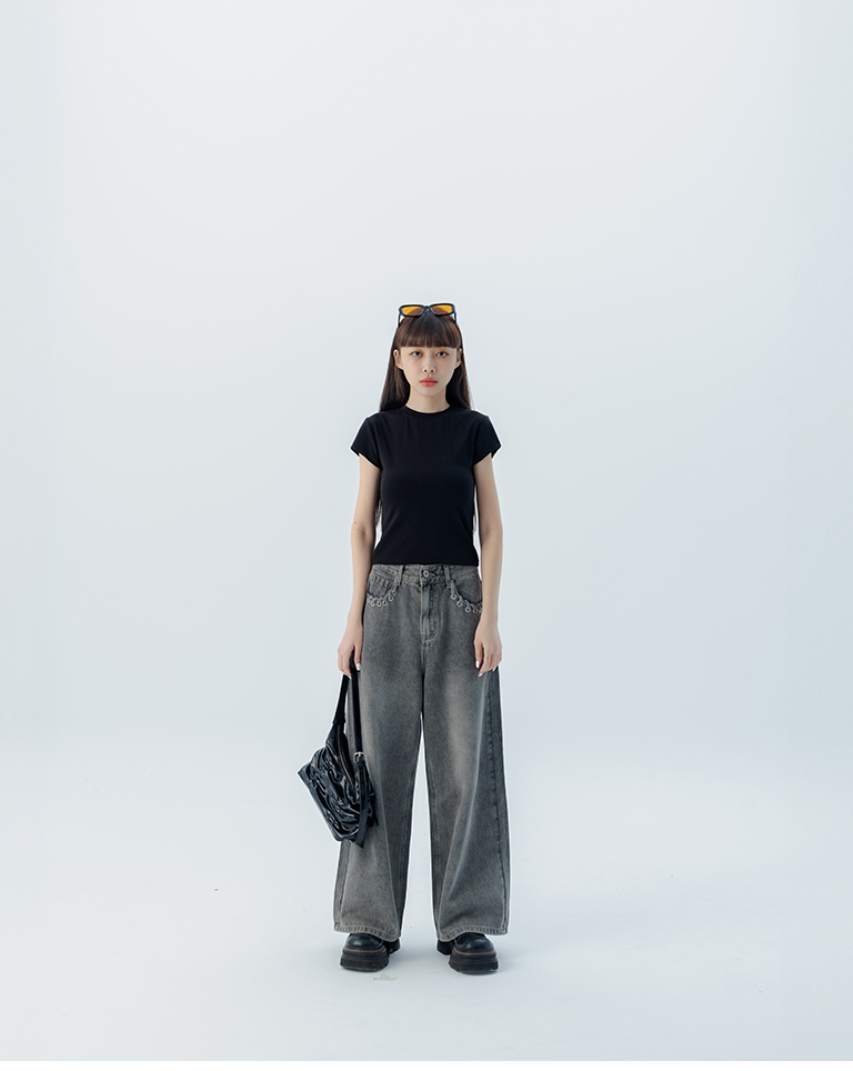 Woven pocket design washed denim jeans XS/S/M/L【04011861】in stock+pre-order