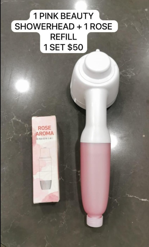 (1) PINK BEAUTY SHOWERHEAD ROSE + 1 FLITER SET