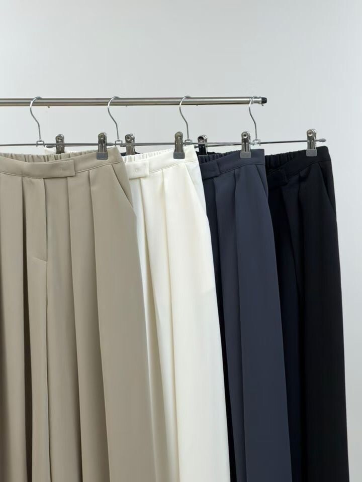 基本色系後腰鬆緊打褶感寬褲-F / 4色