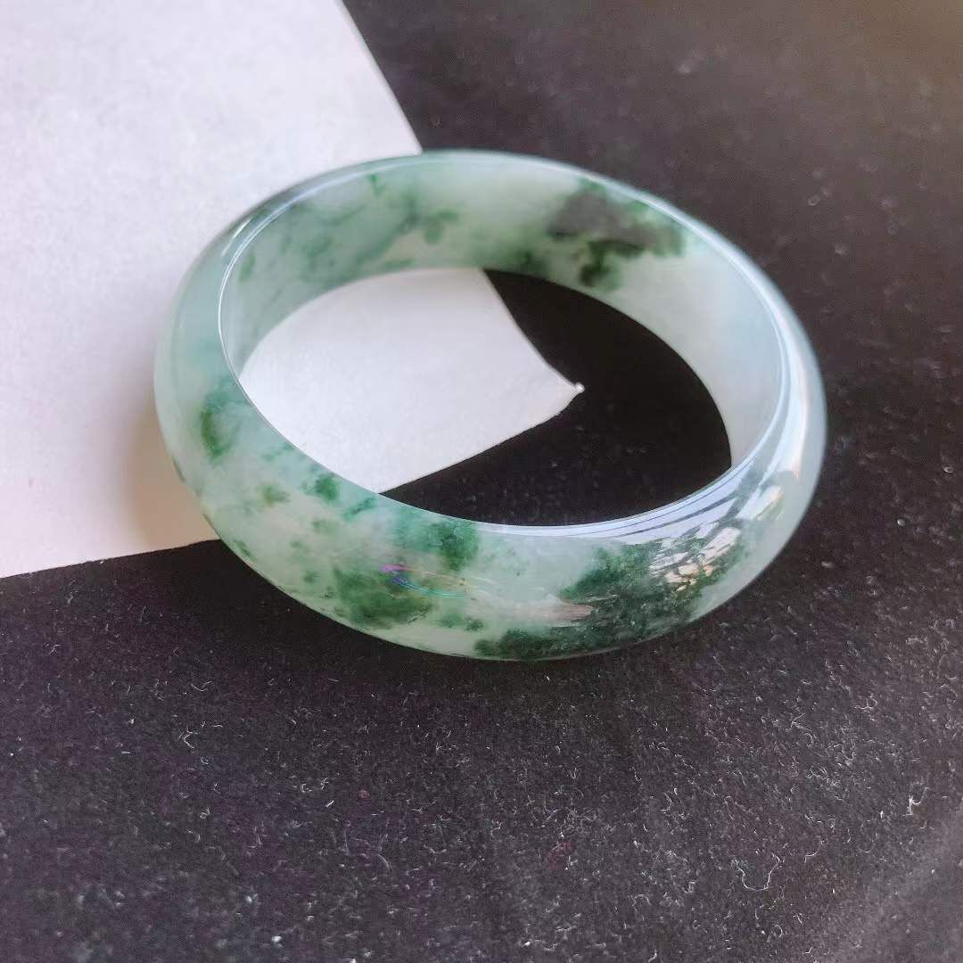 292636 58.5mm翡翠冰糯飄花手鐲 (58-60)