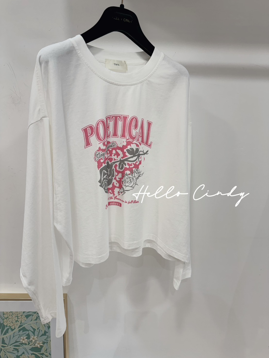 春夏可穿的美式玫瑰花個性T