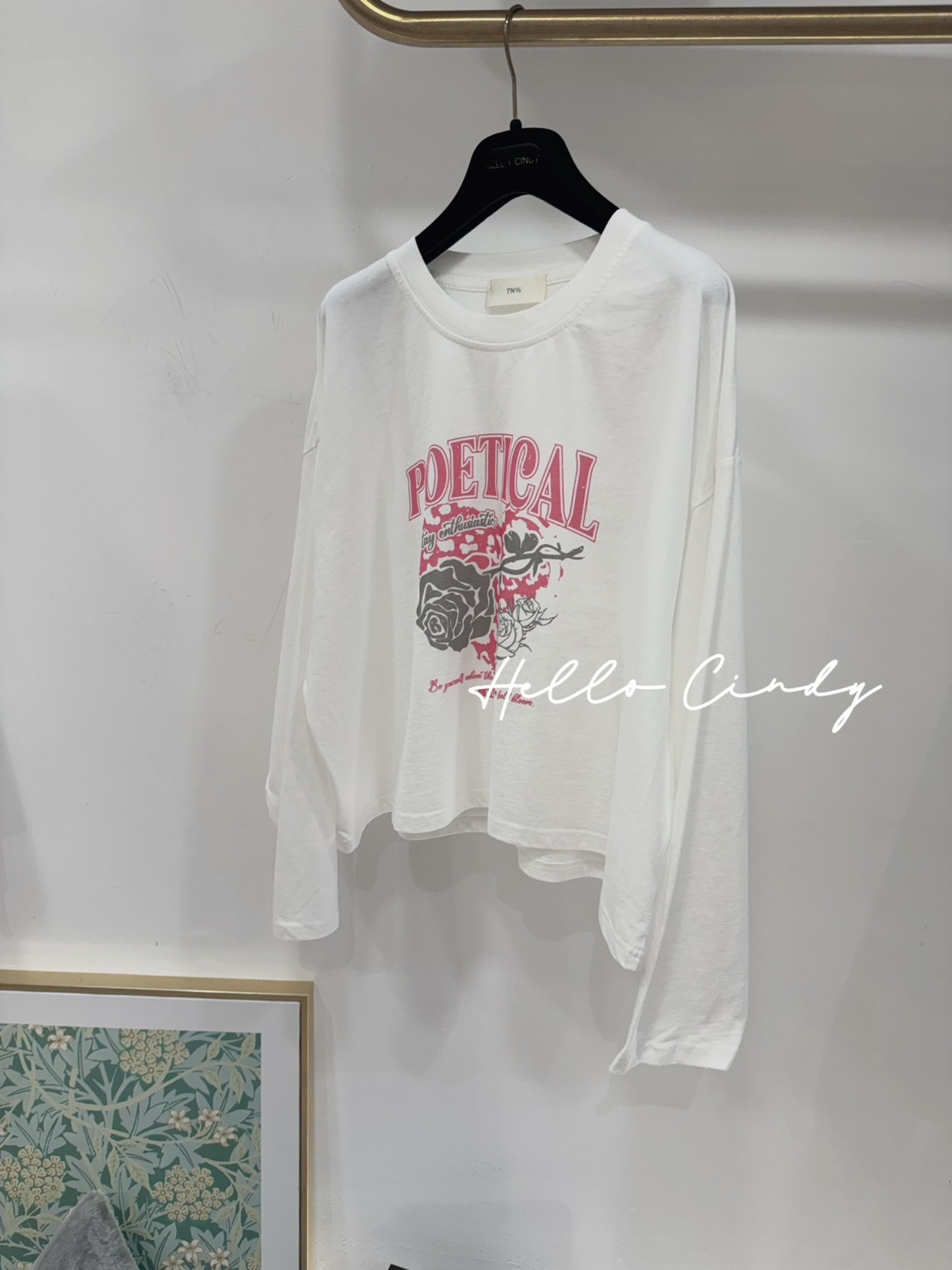 春夏可穿的美式玫瑰花個性T