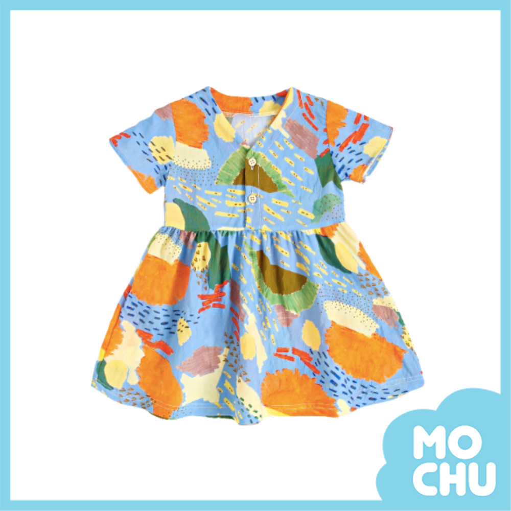 海洋色塊短袖連身裙(二色)